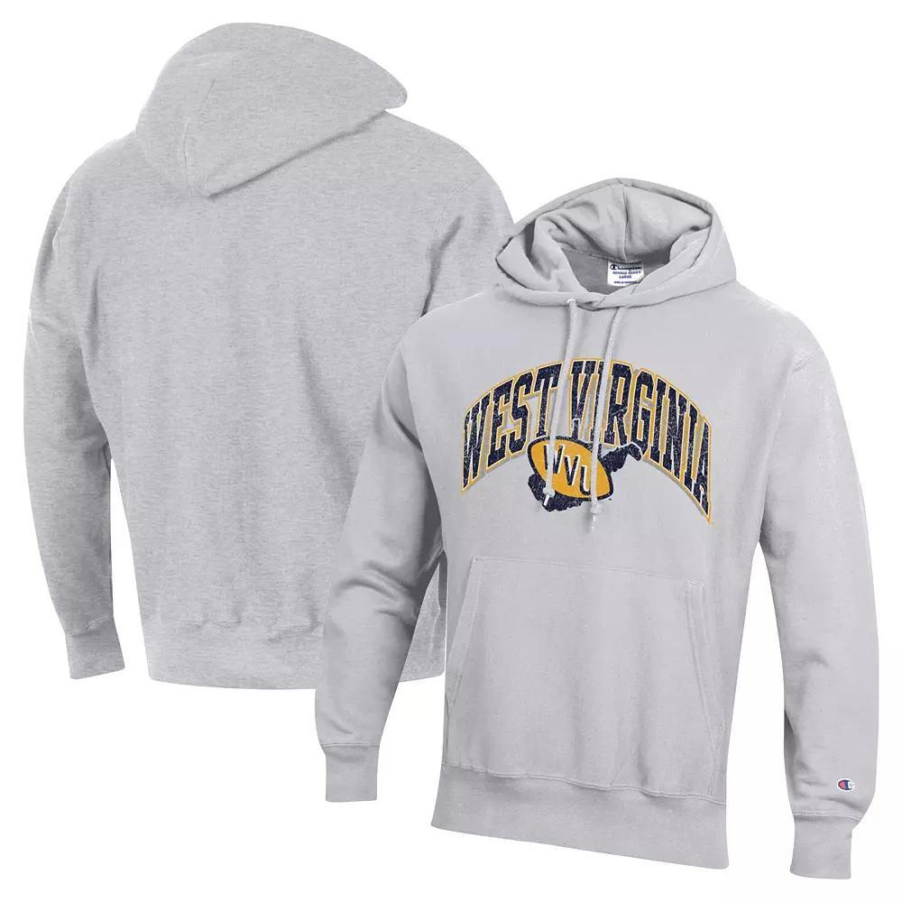 Men's Champion Heather Gray West Virginia Mountaineers Vault Late Night Reverse Weave Pullover Hoodie, Size: Medium, Grey Product Image