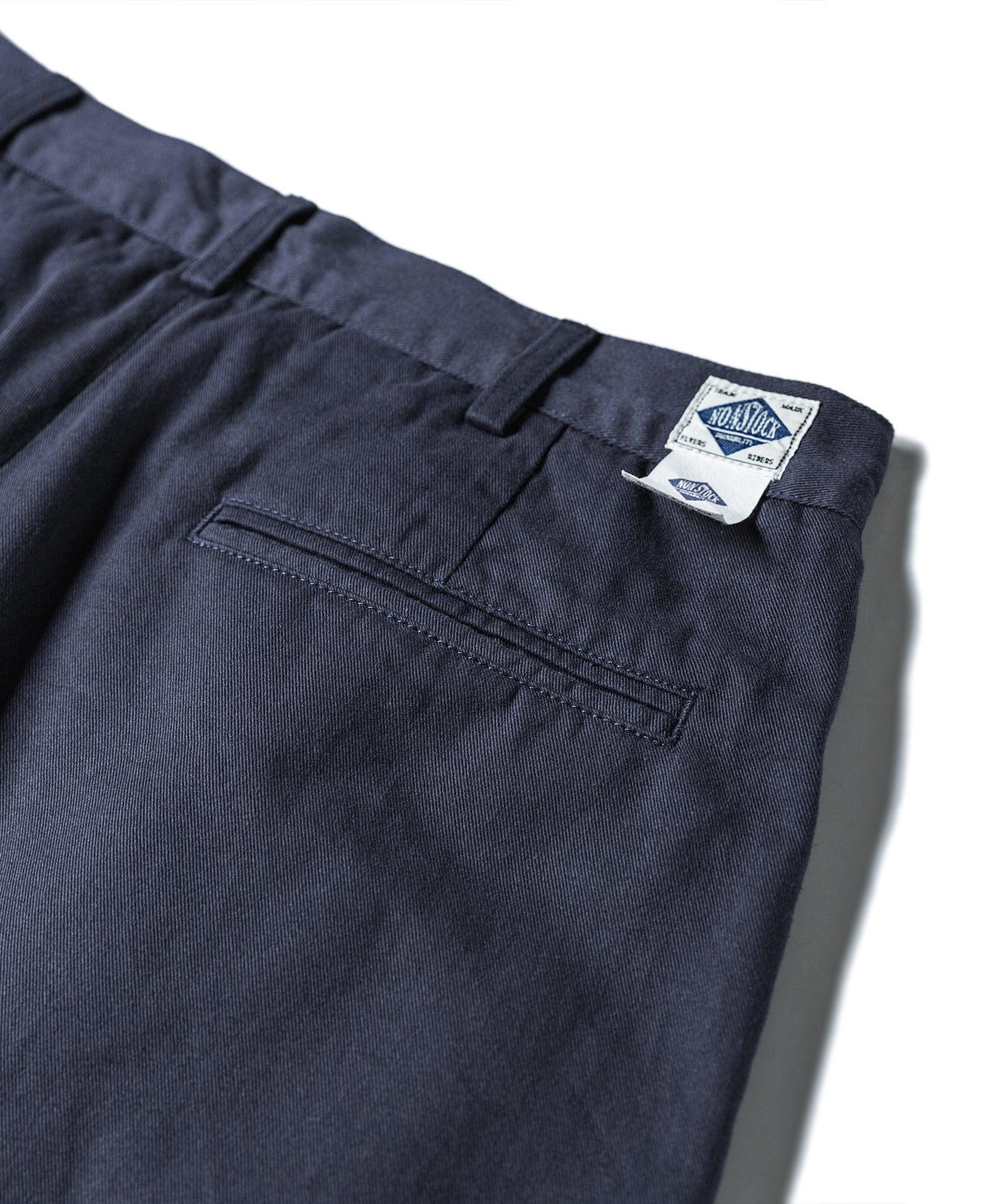 Classic Straight Leg Double Pleated Shorts - Navy Product Image