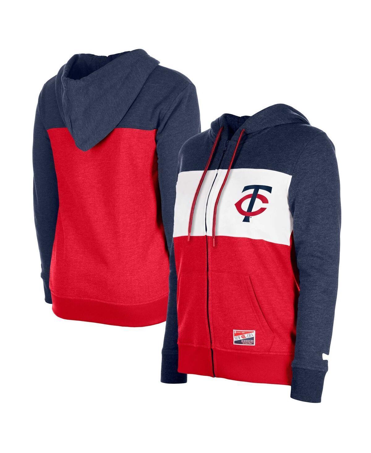 Womens New Era Minnesota Twins Colorblock Full-Zip Hoodie Jacket Blue Product Image