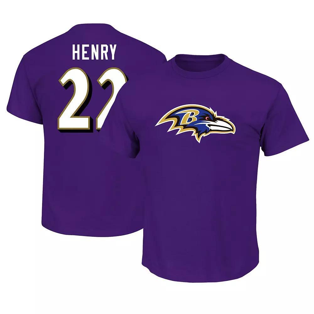 Men's Fanatics Derrick Henry Purple Baltimore Ravens Big & Tall Name & Number T-Shirt,  Product Image