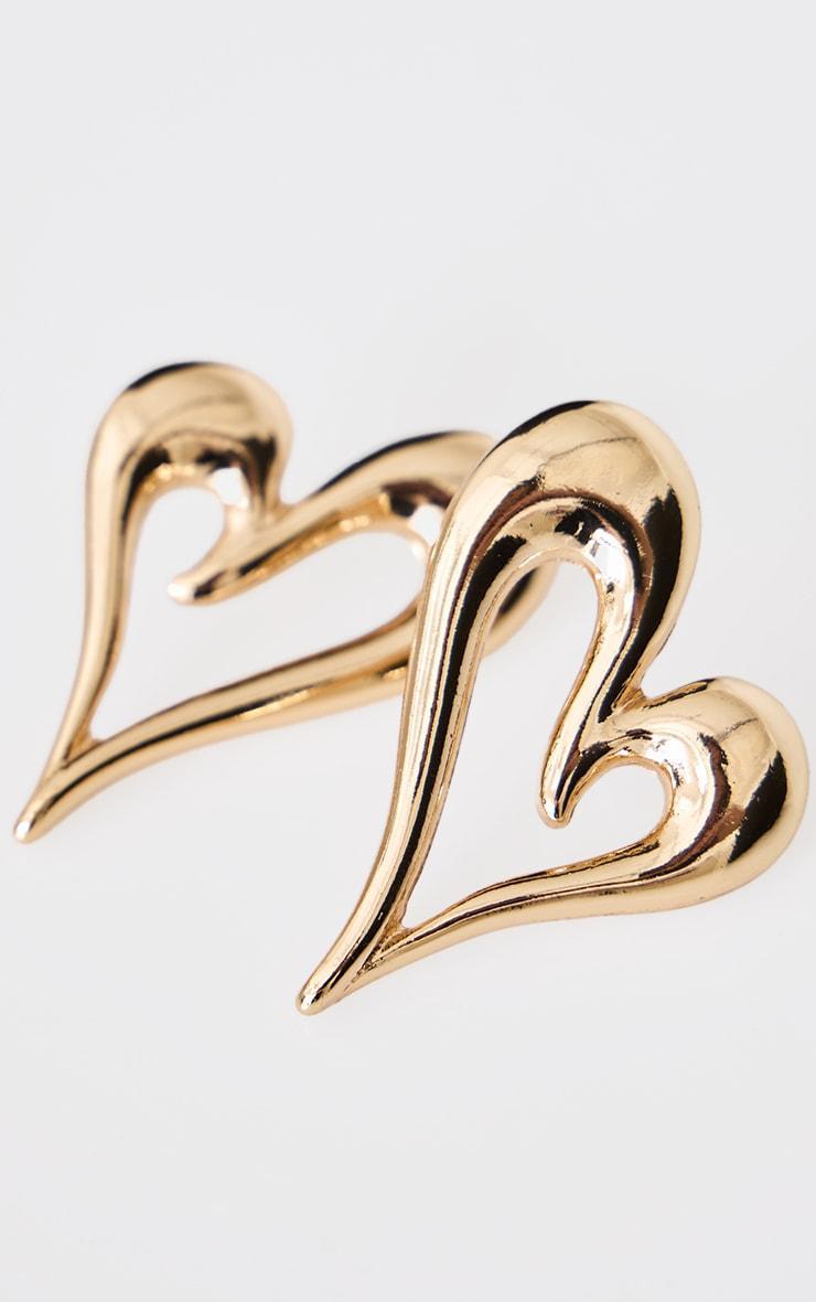 Gold Abstract Heart Statement Stud Earrings Product Image