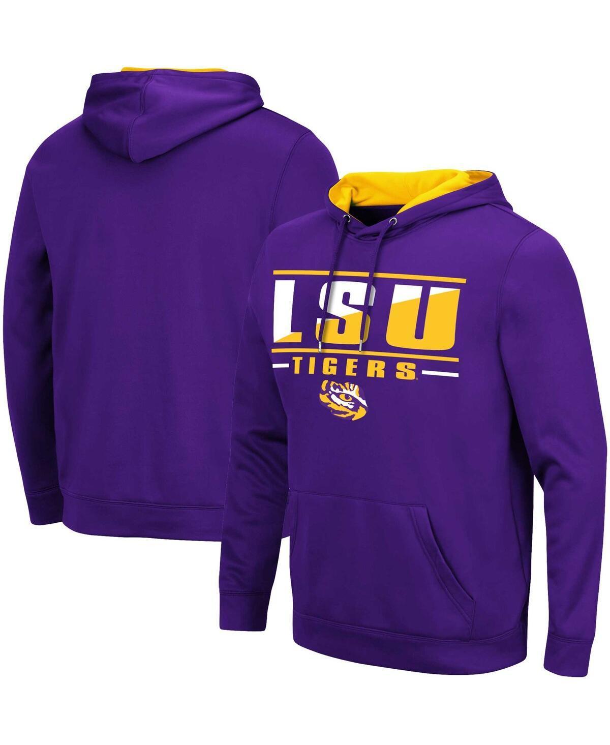 Mens Colosseum LSU Tigers Slash Stack 2.0 Pullover Hoodie Product Image