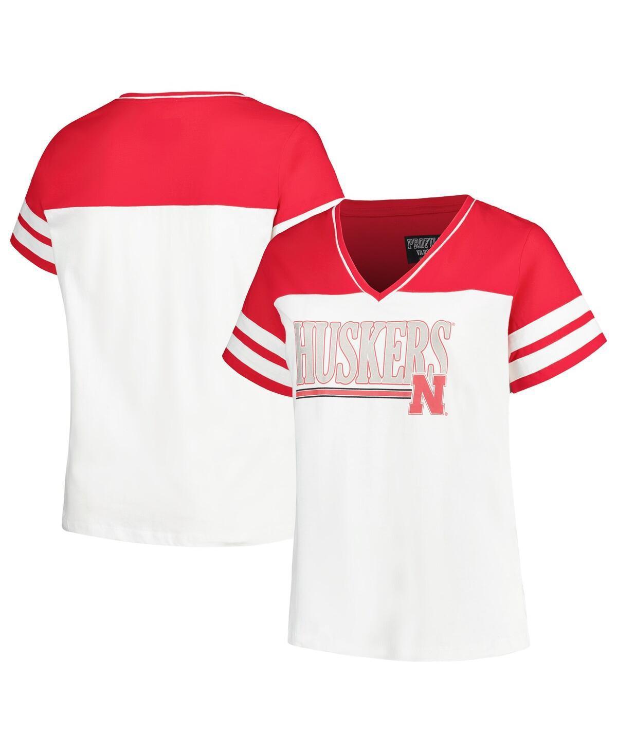 Womens Profile /Scarlet Nebraska Huskers Plus Size Field Game V-Neck T-Shirt Product Image