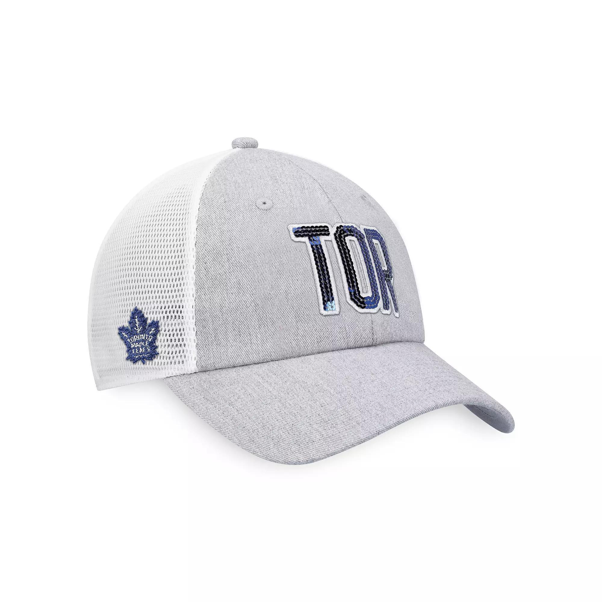 Women's  Fanatics Branded Heather Gray/White Toronto Maple Leafs Iconic Glimmer Trucker Snapback Hat, Mpl Grey Product Image