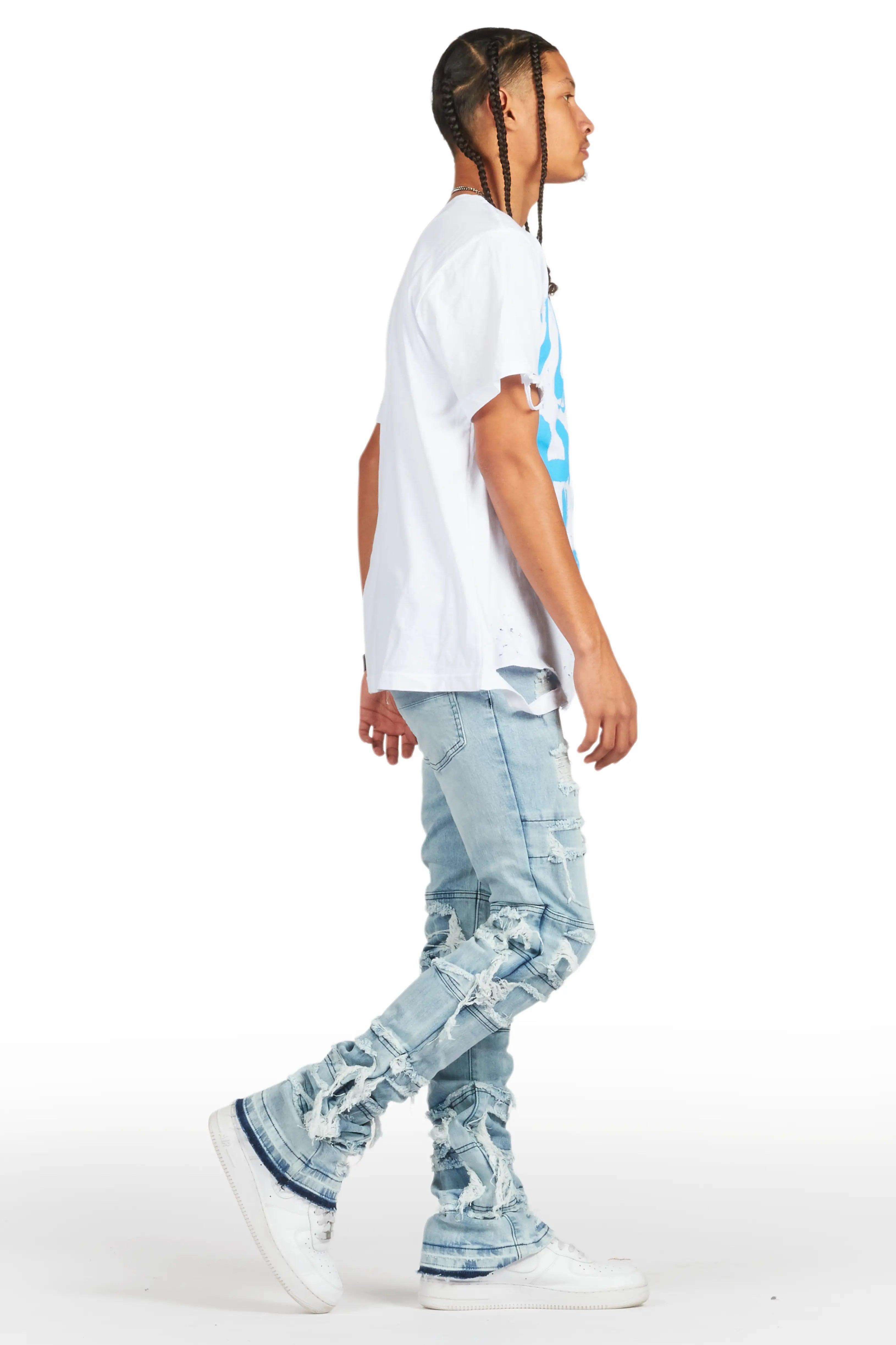 Vasco Light Blue Stacked Flare Jean Male Product Image