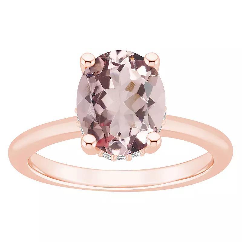 Alyson Layne 14k Rose Gold Oval Morganite & Diamond Accent Ring, Womens Product Image