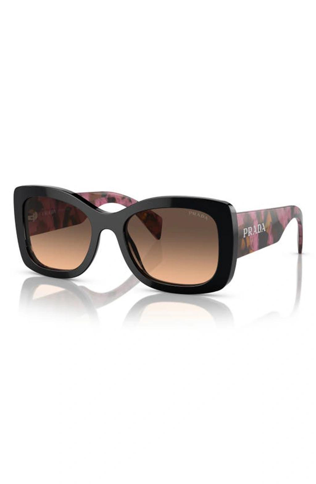 PRADA Gradient Acetate Oval Sunglasses In Mahogany Product Image