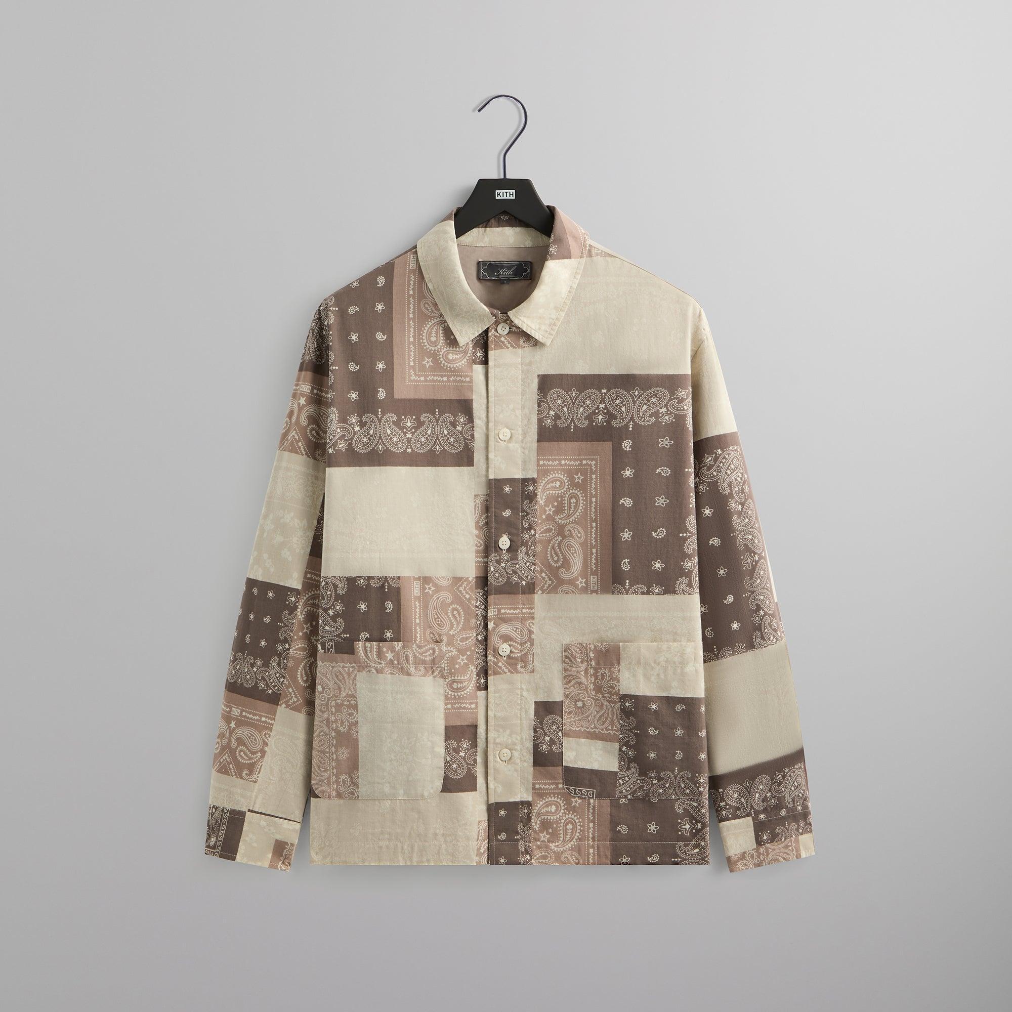 Kith Washed Cotton Bandana Boxy Collared Overshirt - Overcast Male Product Image