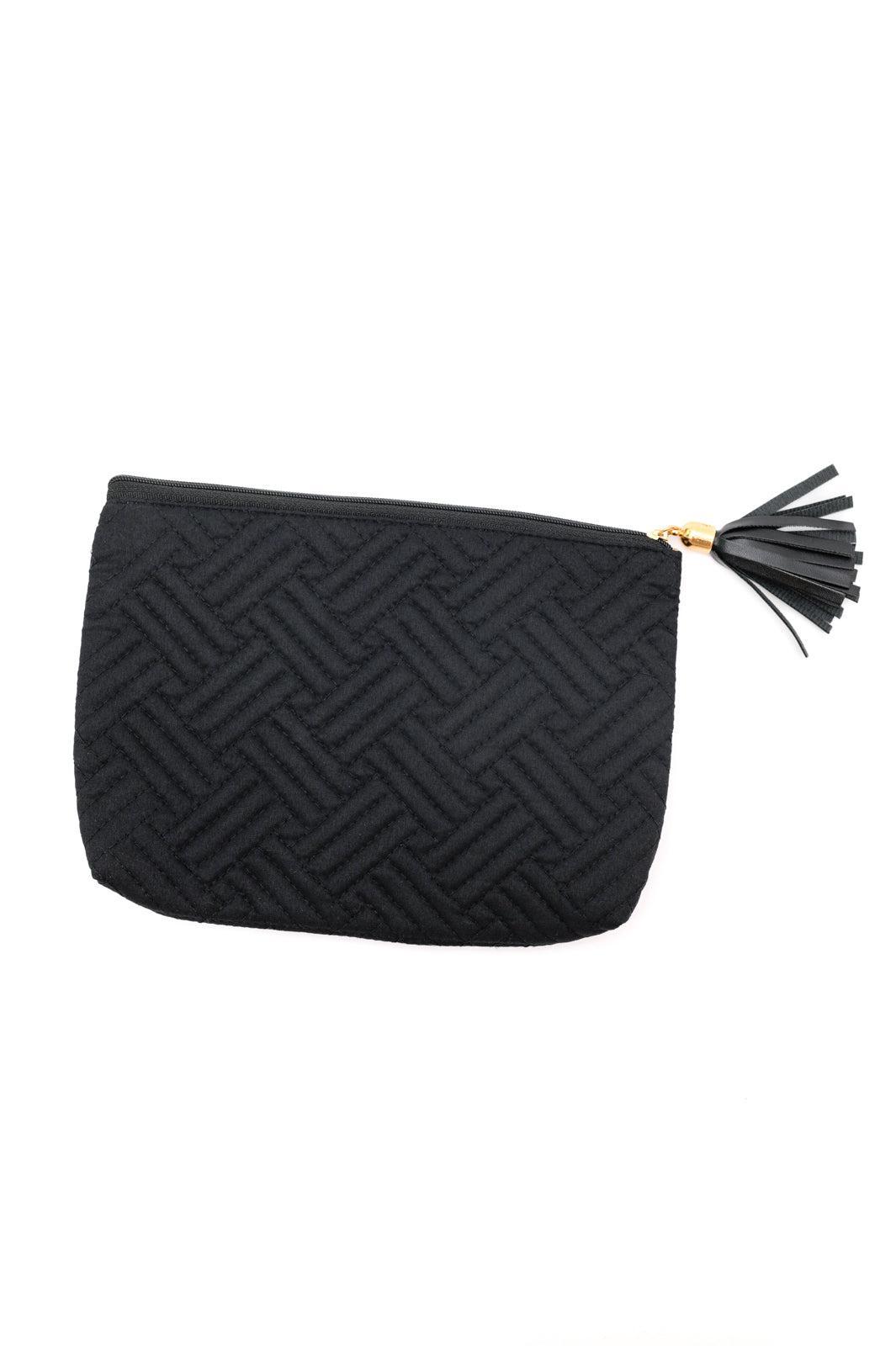 Quilted Travel Zip Pouch in Black Product Image