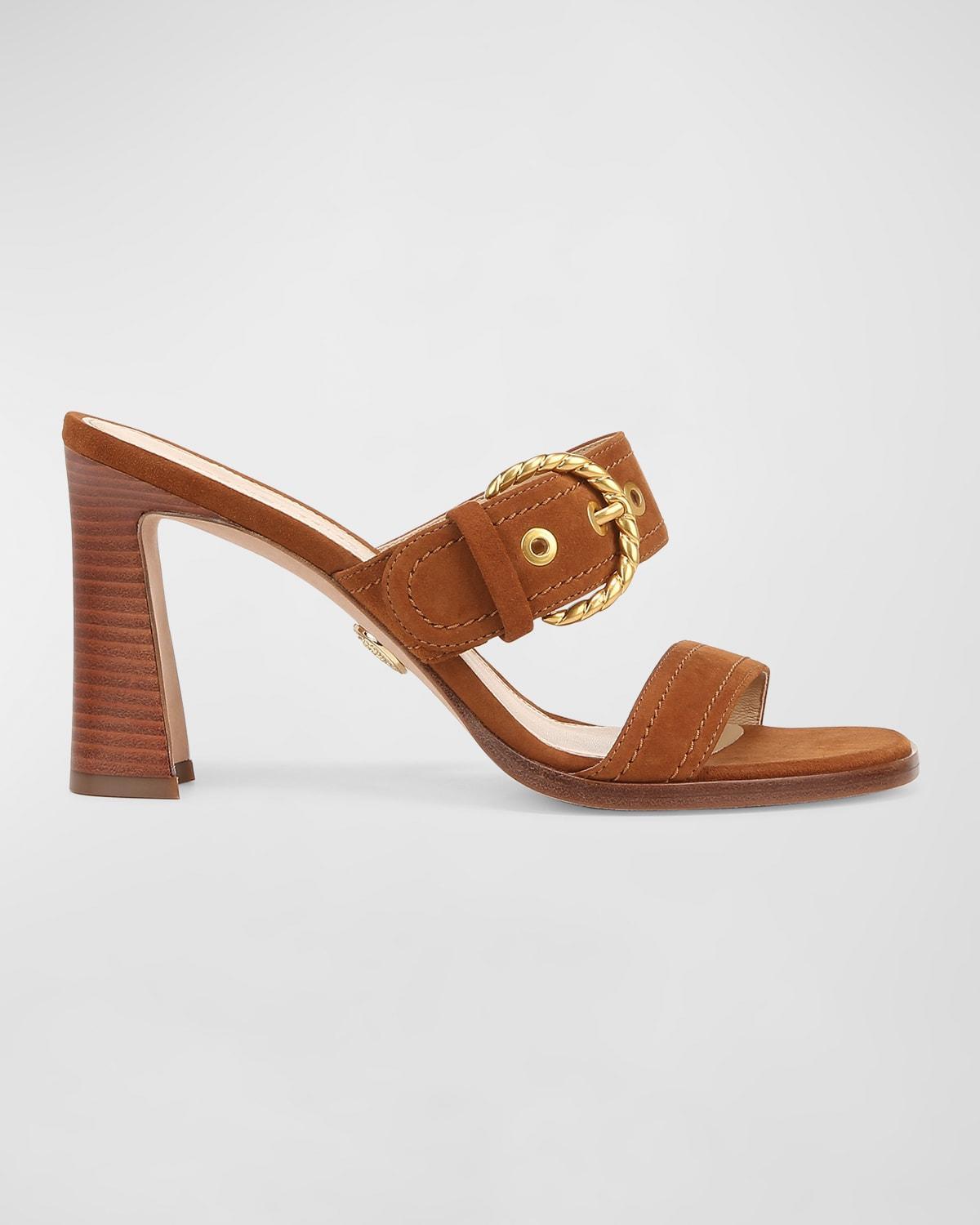 Veronica Beard Margaux Slides (Caramel Brown Suede) Women's Sandals Product Image