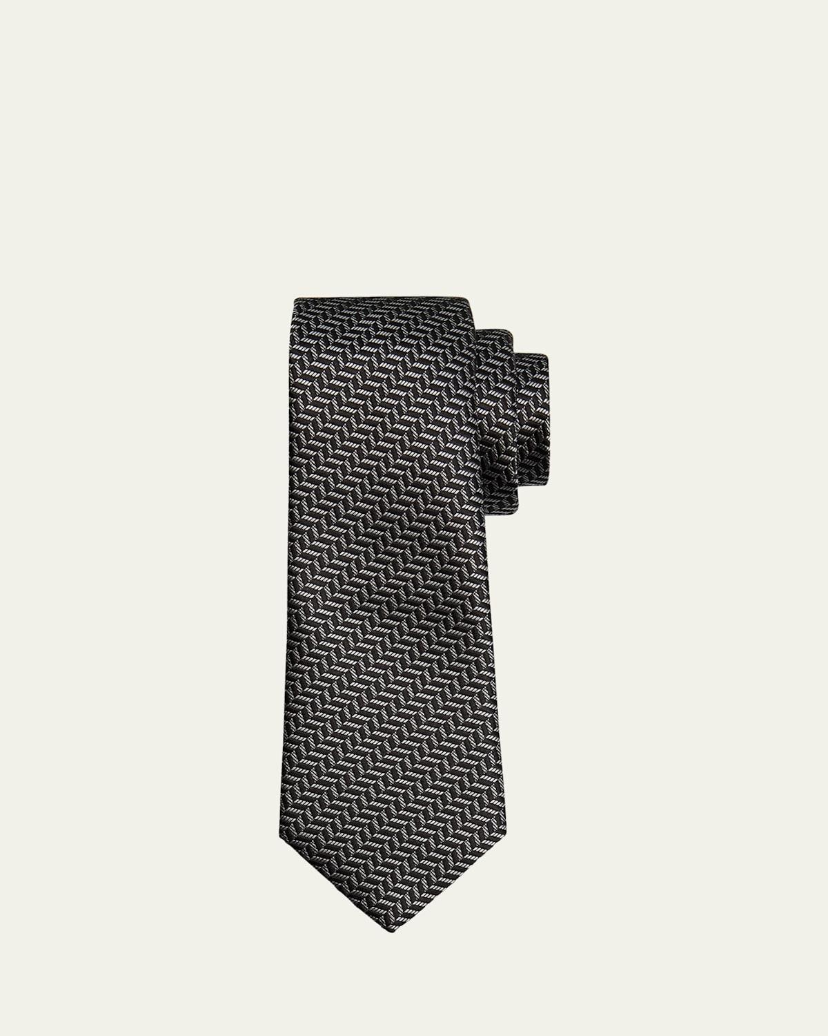 Mens Herringbone Jacquard Silk Tie Product Image