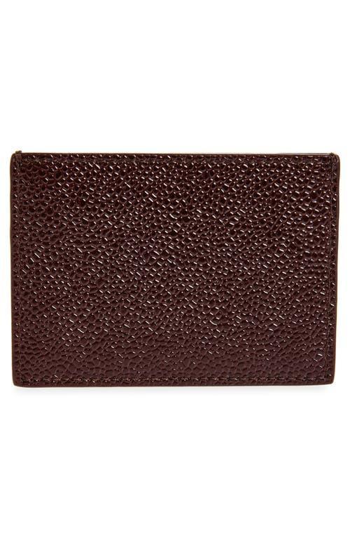 THOM BROWNE Grained Leather Card Case In Burgundy Product Image