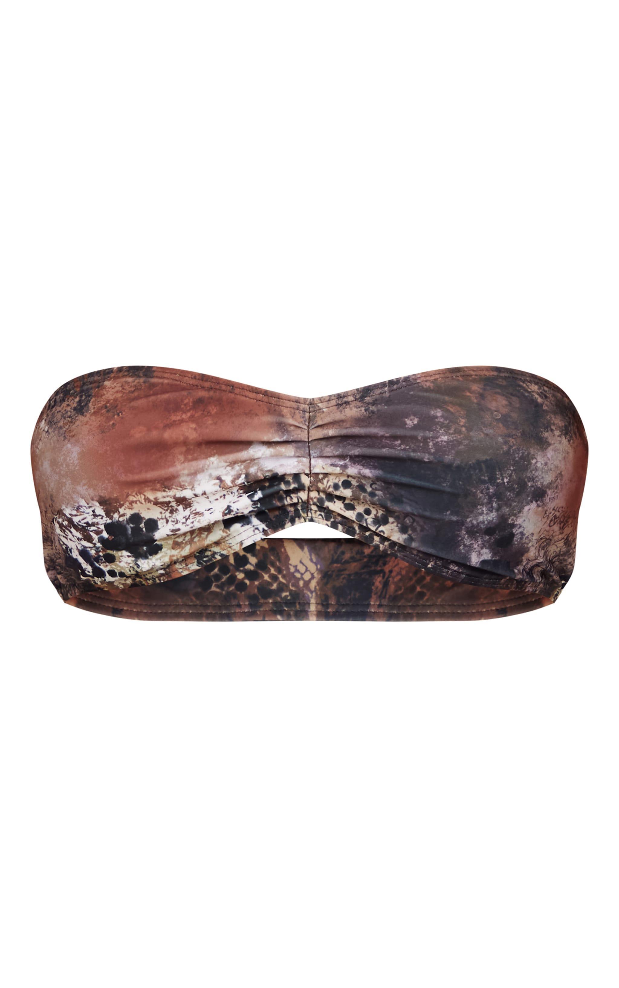 Brown Snake Print Bandeau Bikini Top Product Image