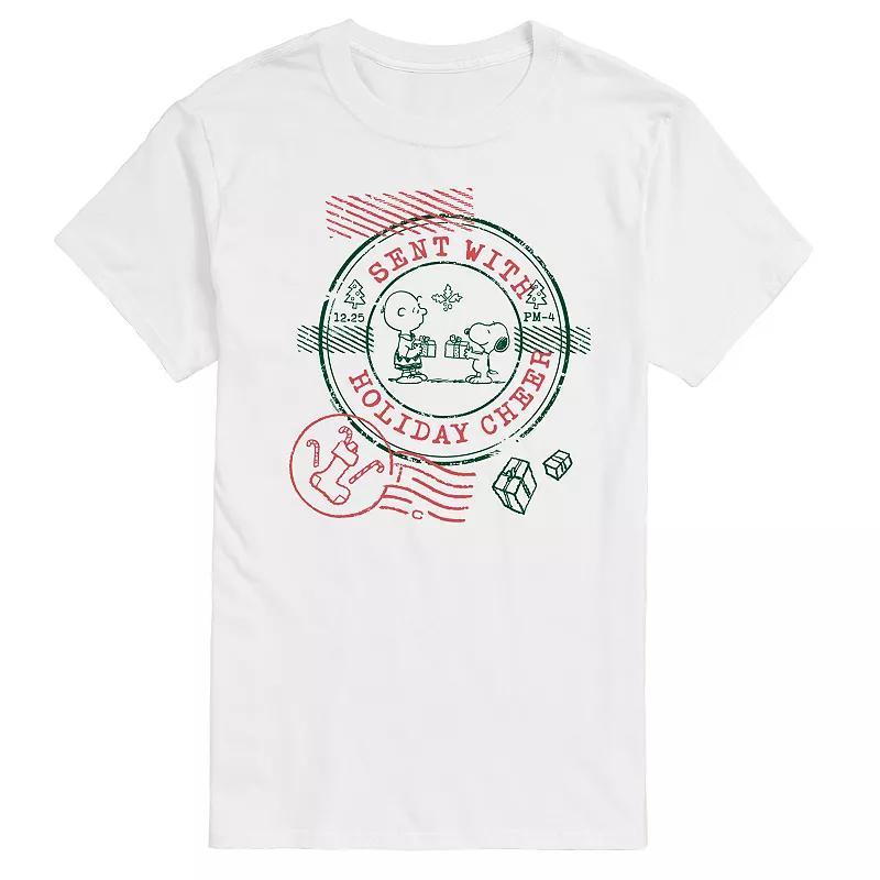 Men's Peanuts Sent With Holiday Cheer Stamp Graphic Tee, Size: XXL, White Product Image