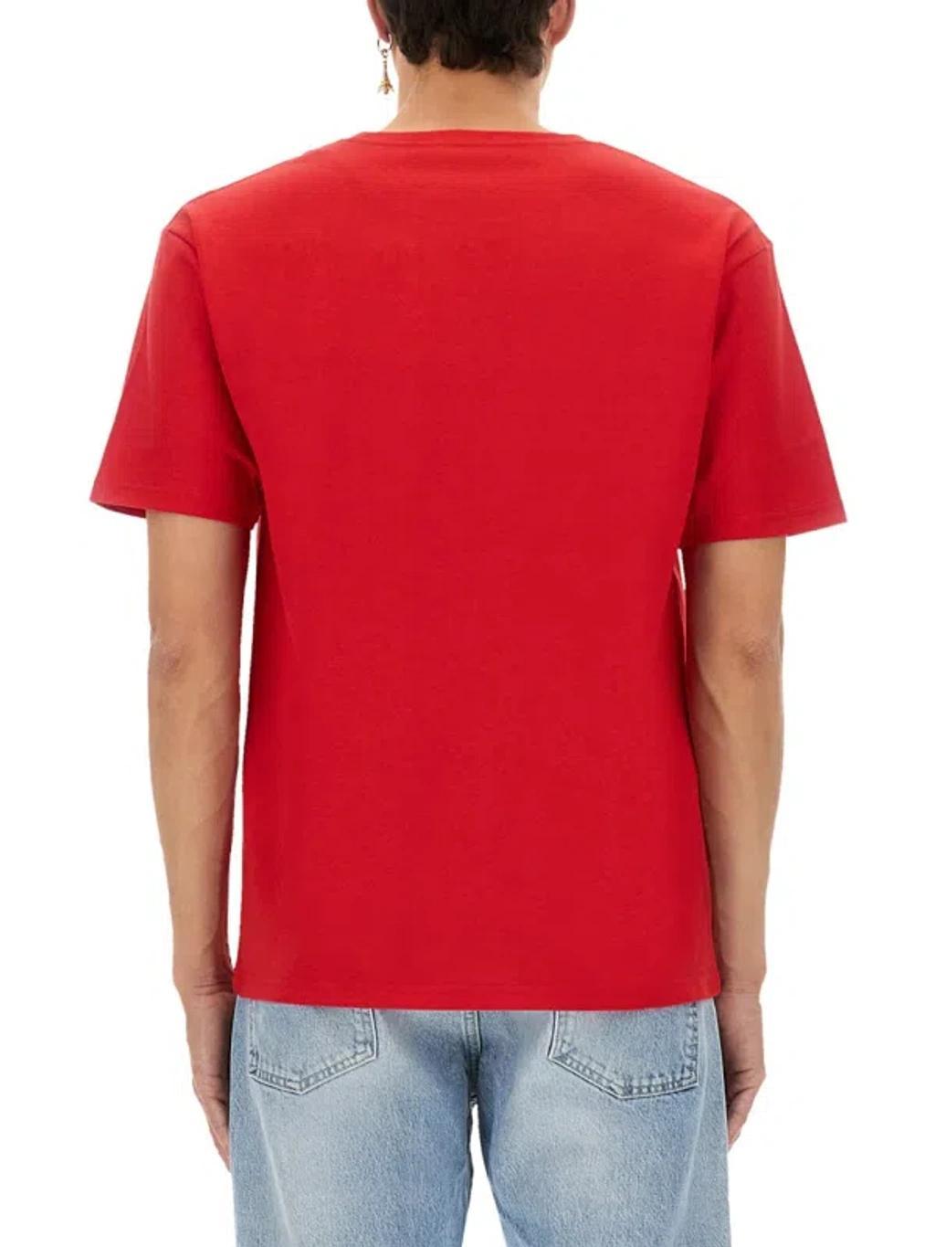 VALENTINO Graphic Print House Cat Crew Neck T-shirt In Red Product Image