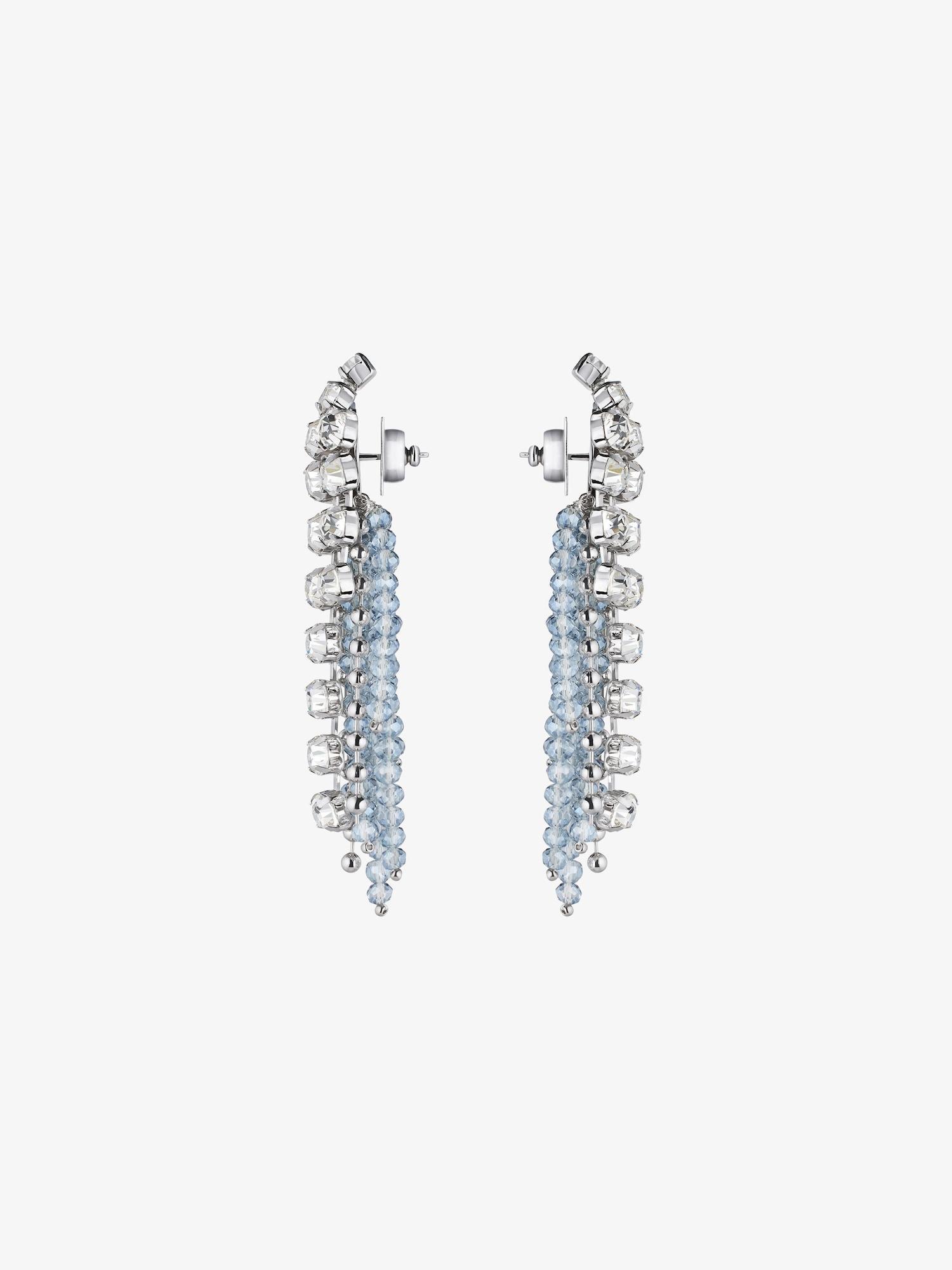 Crystal Bow earrings in metal with crystals and pearls Product Image