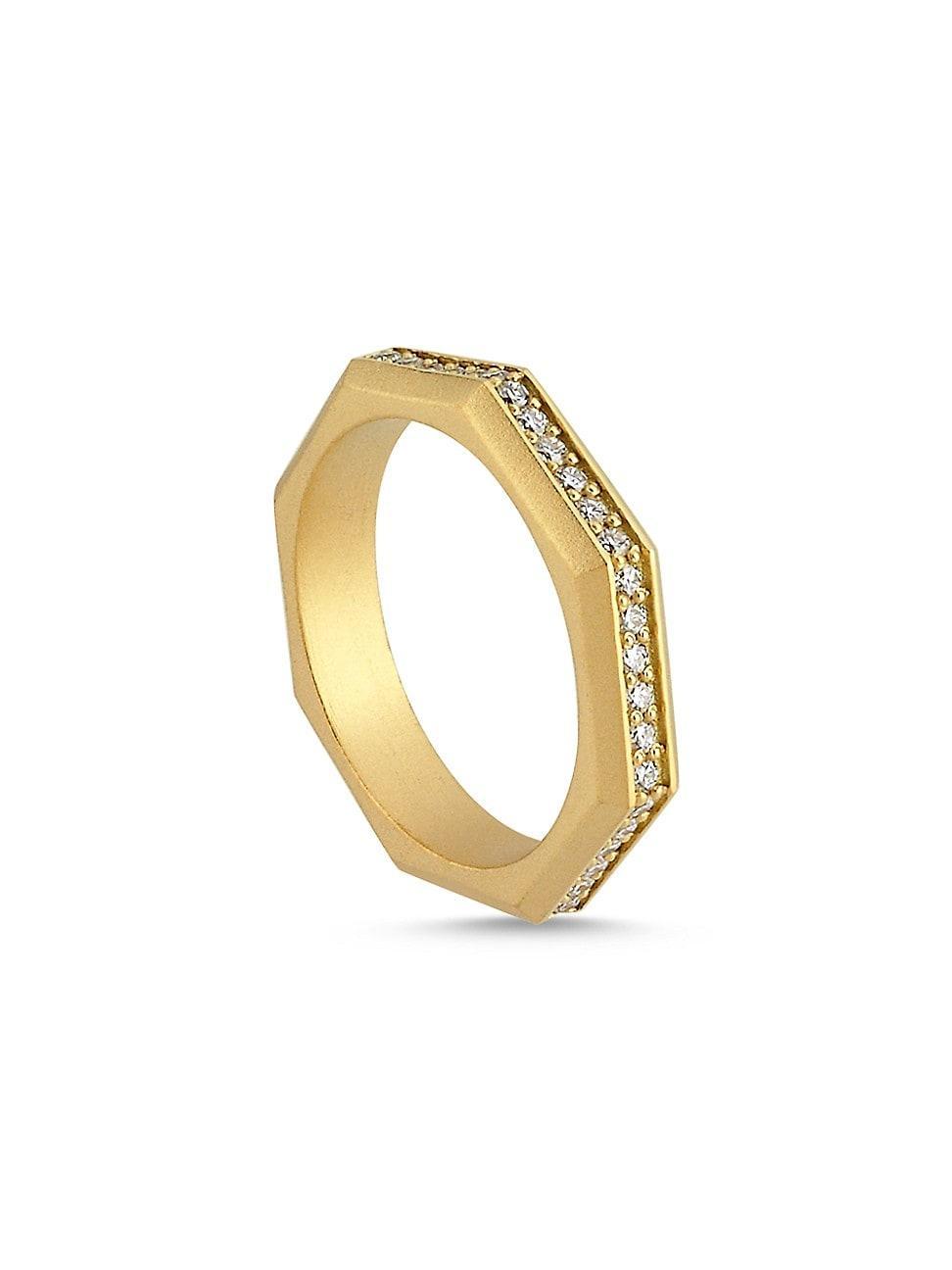 Womens Luminescence 18K Gold & Diamond Brushed Celestial Ring Product Image