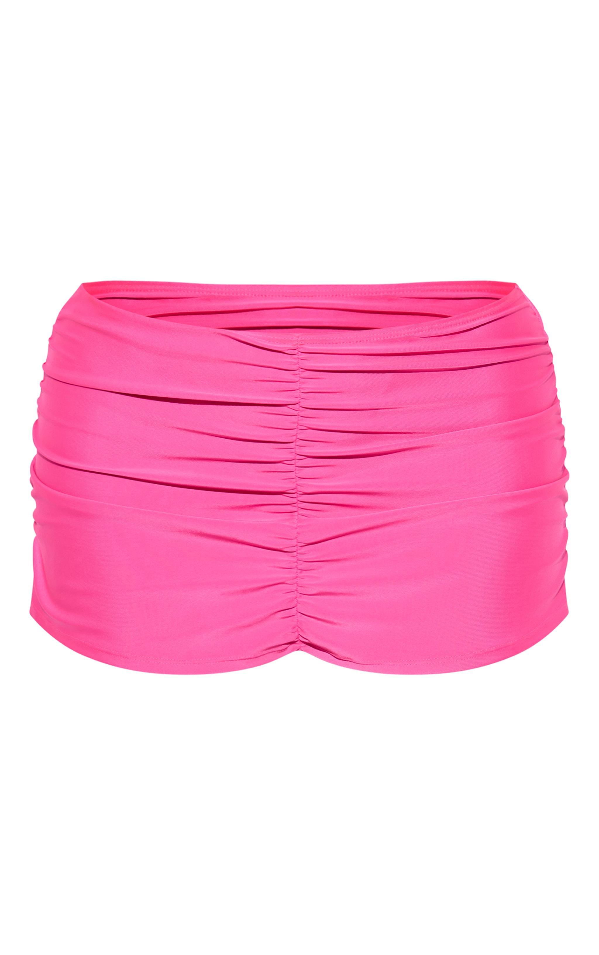 Pink Low Rise Ruched Swim Skirt Product Image