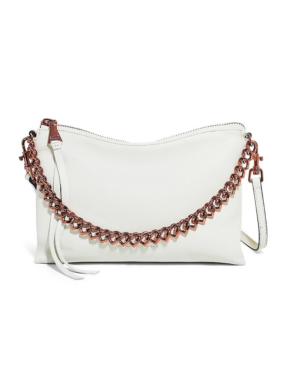 Womens Mystro Heart Chain Leather Convertible Crossbody Bag Product Image