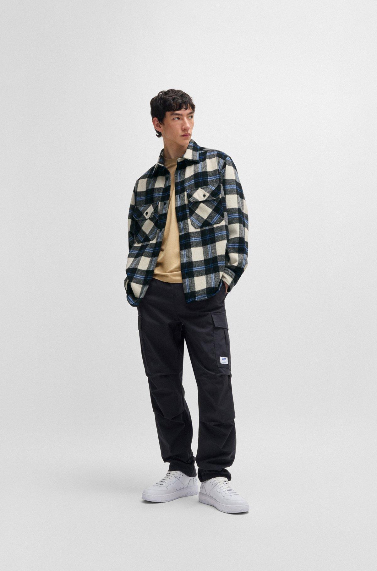 Oversize-fit shirt in checked brushed fabric Product Image