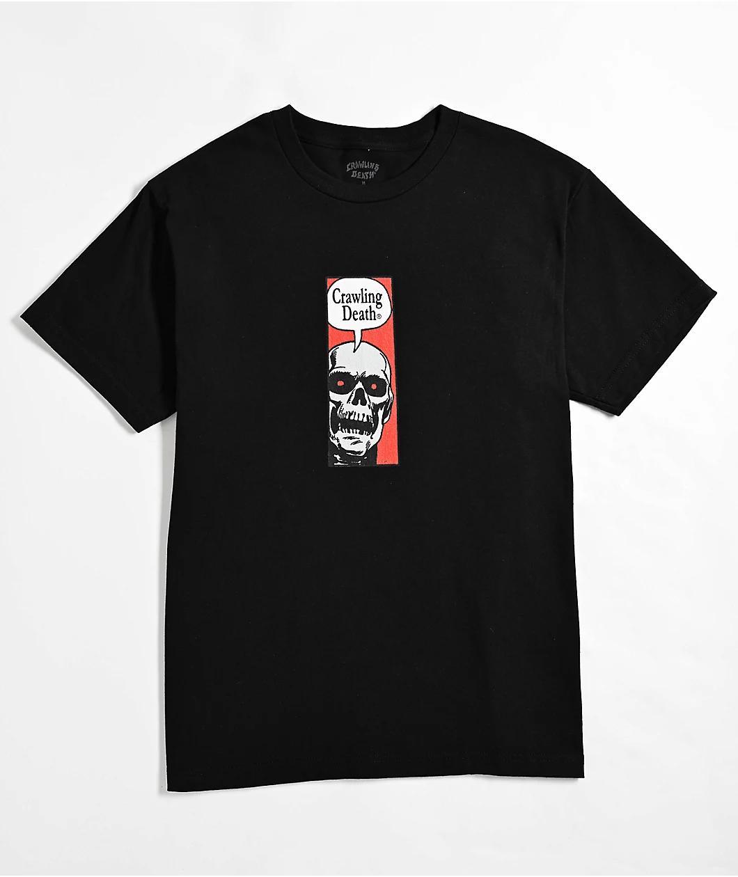 Crawling Death Comic Skull Black T-Shirt Product Image