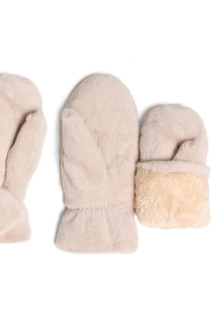 Faux Fur Lining Mitten Gloves Product Image