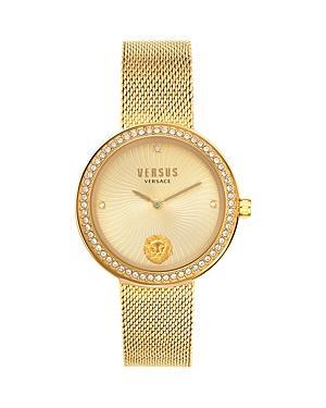 Versus By Versace Womens Lea Crystal Analog Rose Gold Stainless Steel Mesh Bracelet Watch Product Image