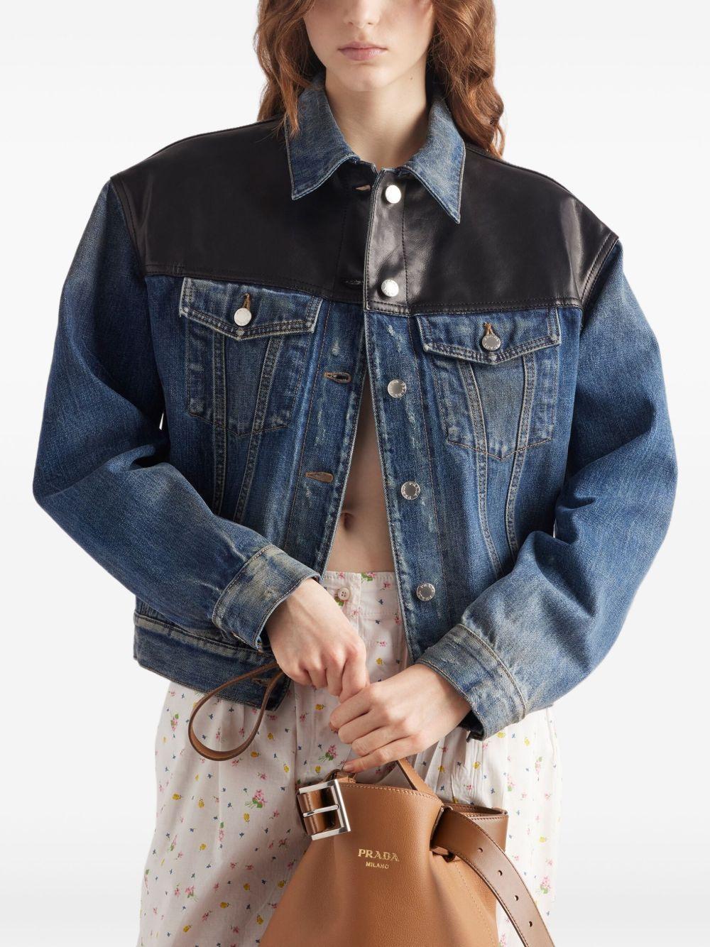 panelled denim jacket Product Image