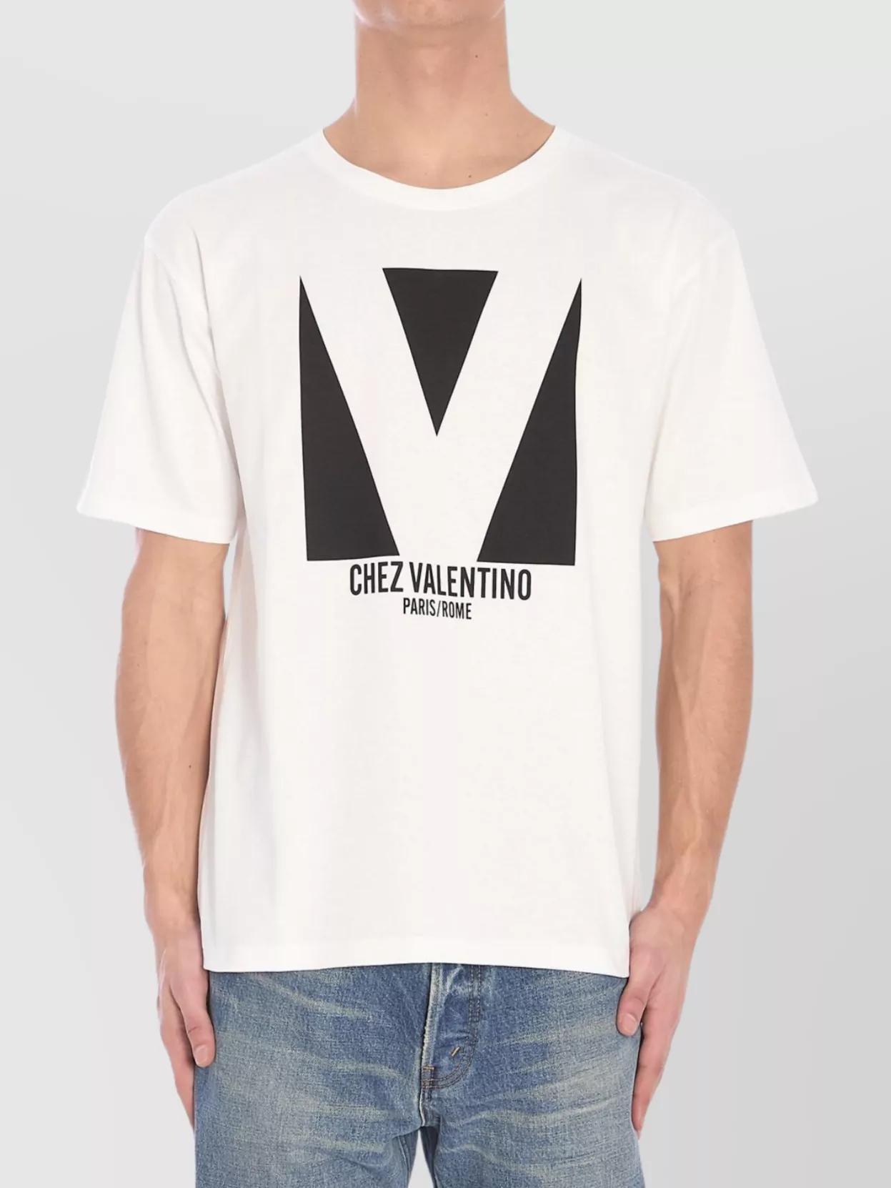 VALENTINO Mens Avorio Logo-print Crew-neck Cotton-jersey T-shirt Product Image
