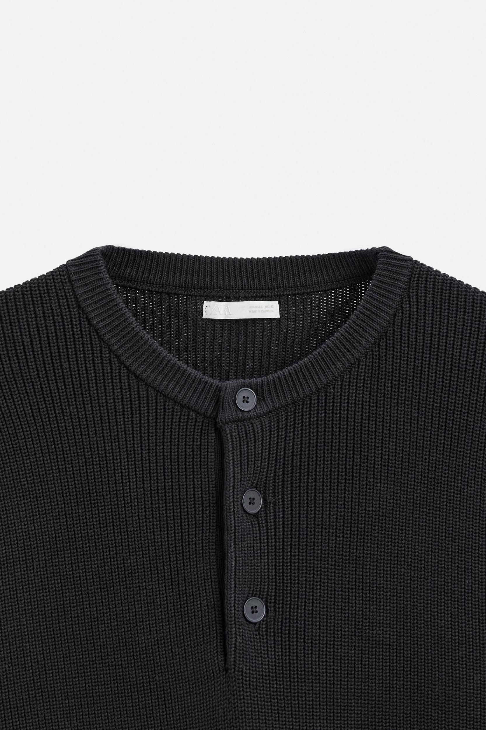 BUTTONED PURL KNIT SWEATER Product Image
