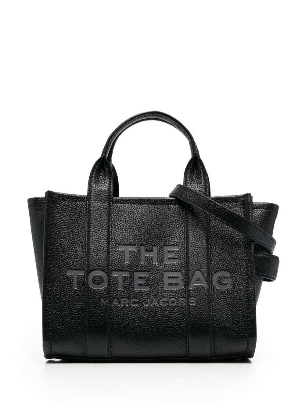 'the Mini Tote Bag' Black Shoulder Bag With Logo In Grainy Leather Woman Product Image