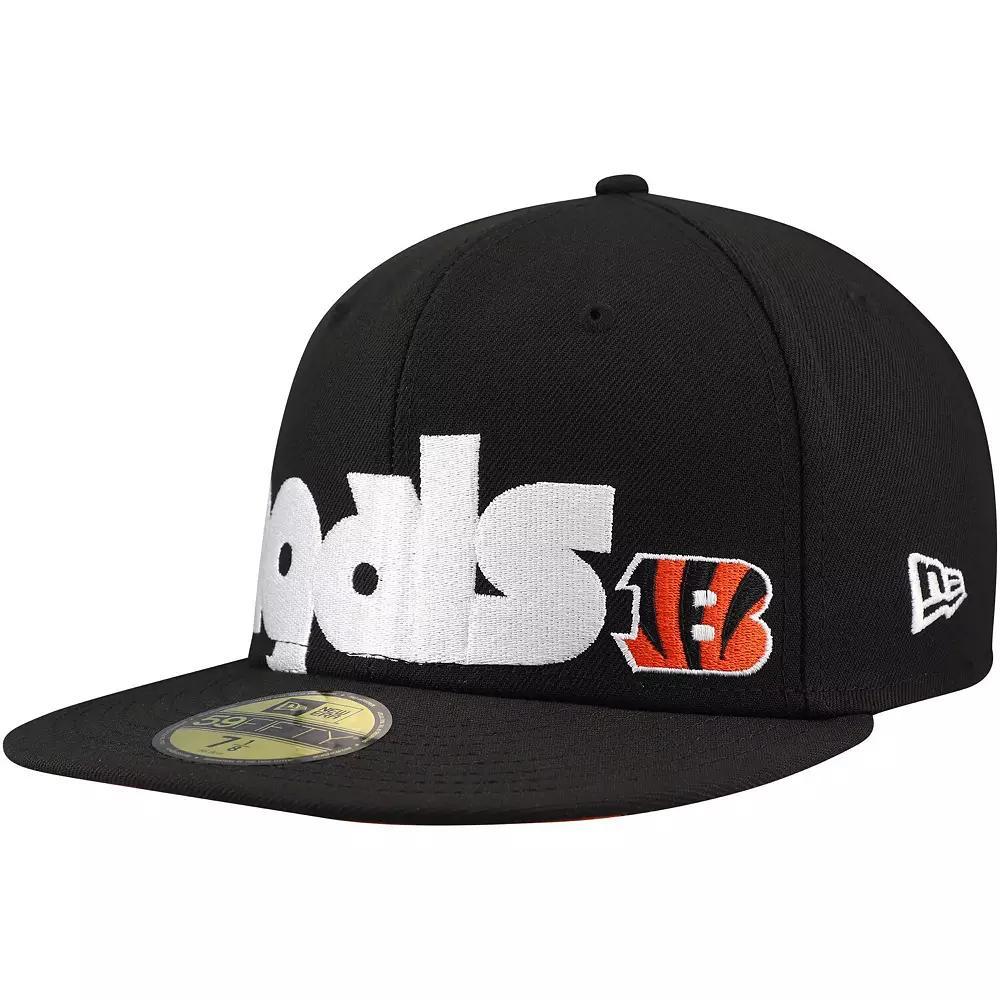 Men's New Era Black Cincinnati Bengals Checkered Undervisor 59FIFTY Fitted Hat,  Product Image