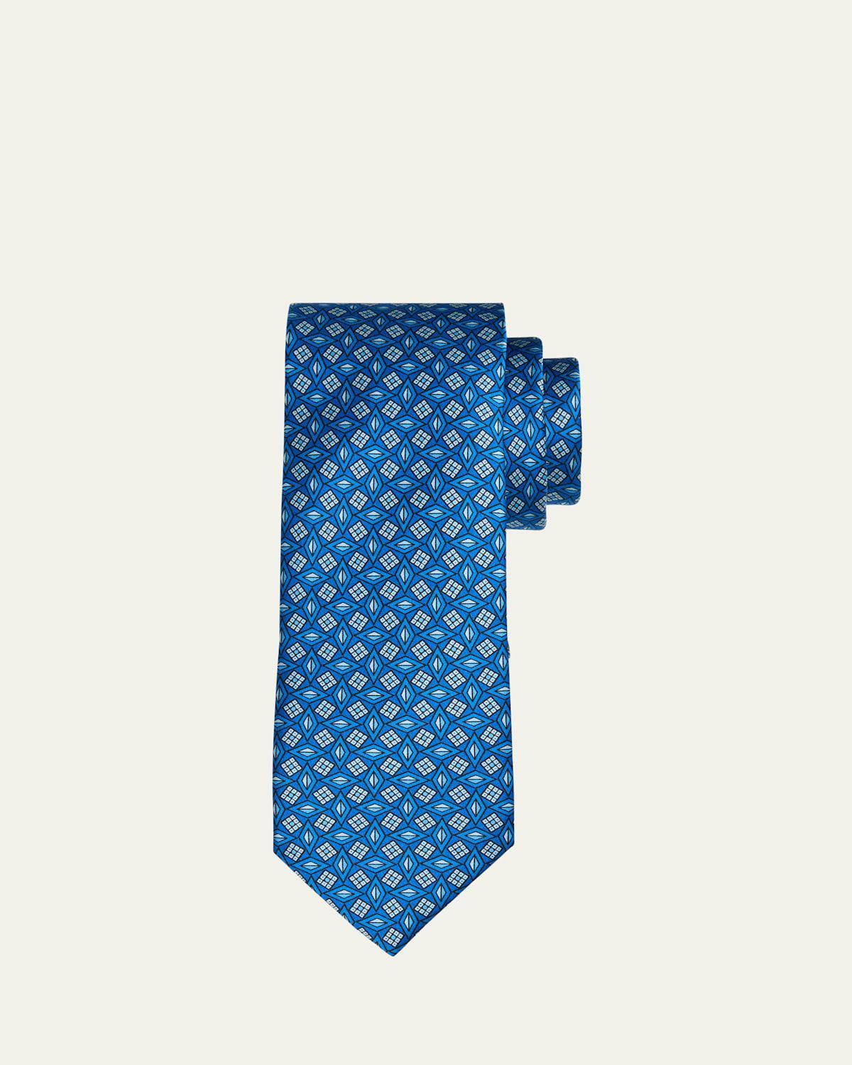 Mens Diamond-Print Silk Tie Product Image