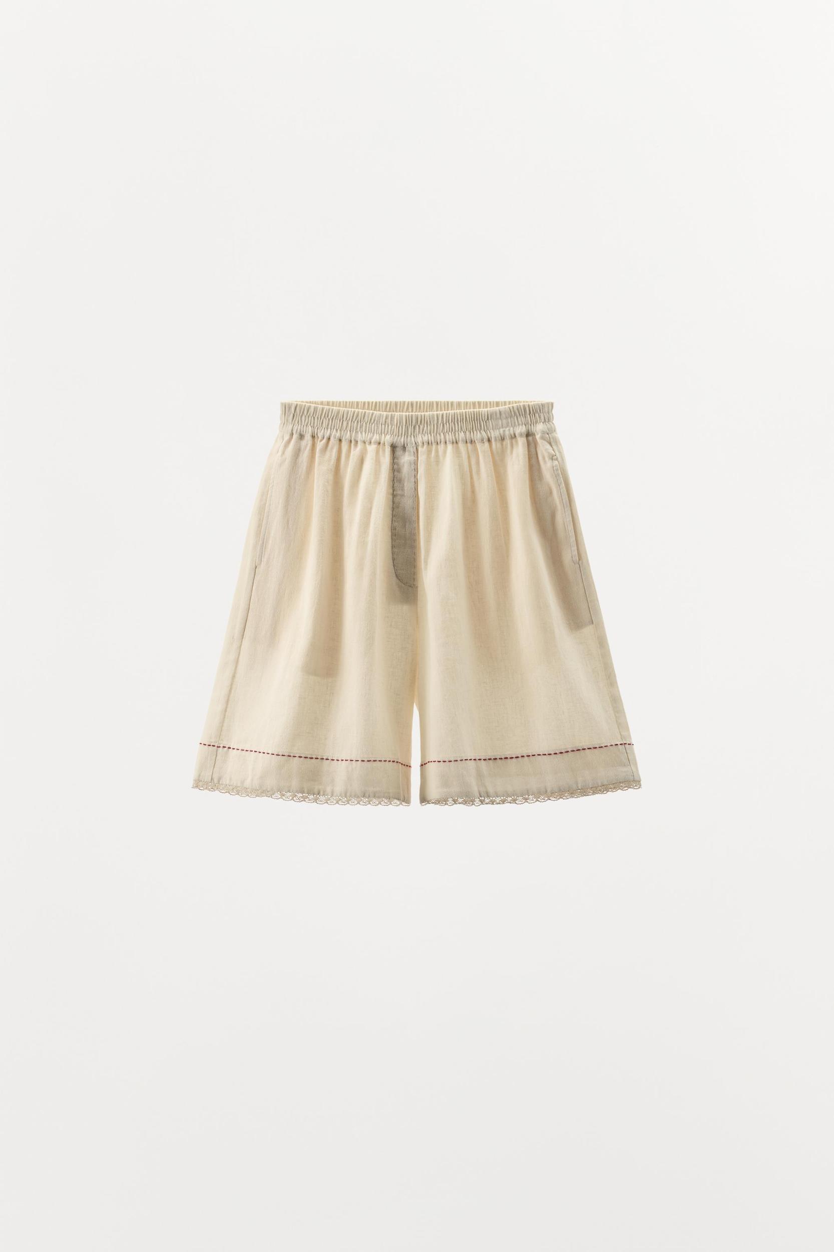 CONTRAST LINEN BERMUDA SHORTS LIMITED EDITION Product Image