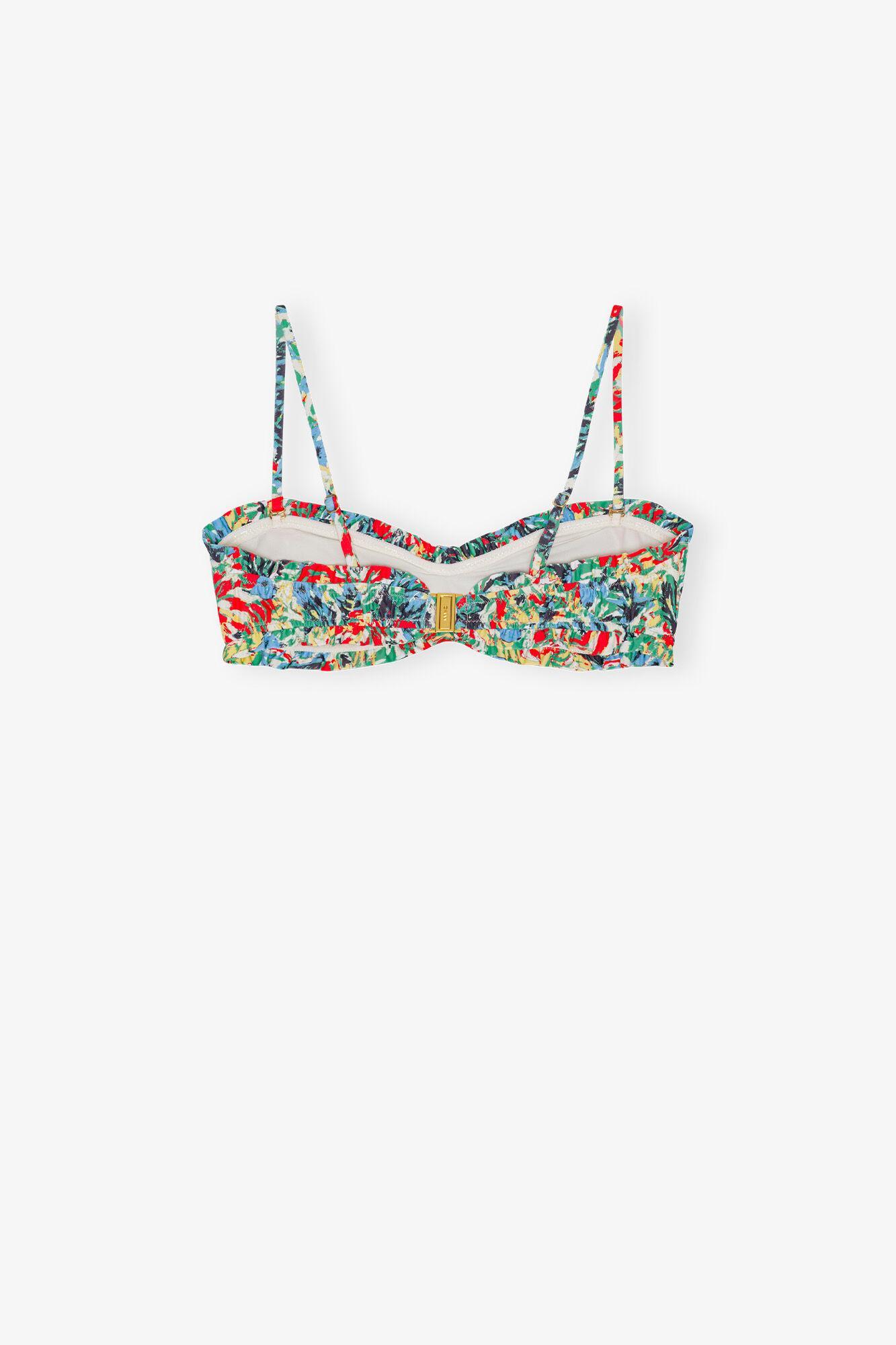 Recycled Printed Ruffle Bandeau Bikini Top Product Image