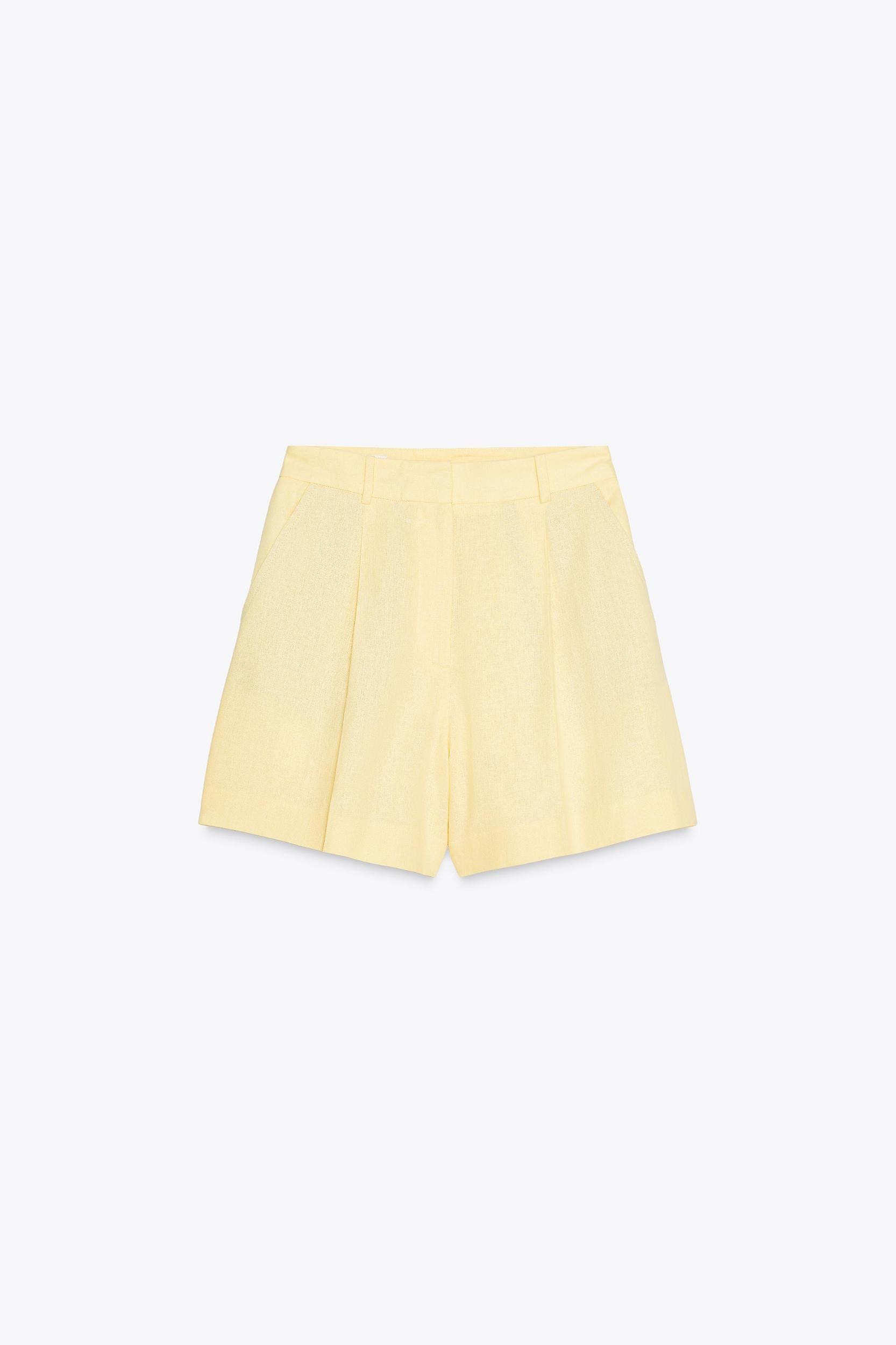 HIGH-WAISTED LINEN SHORTS Product Image