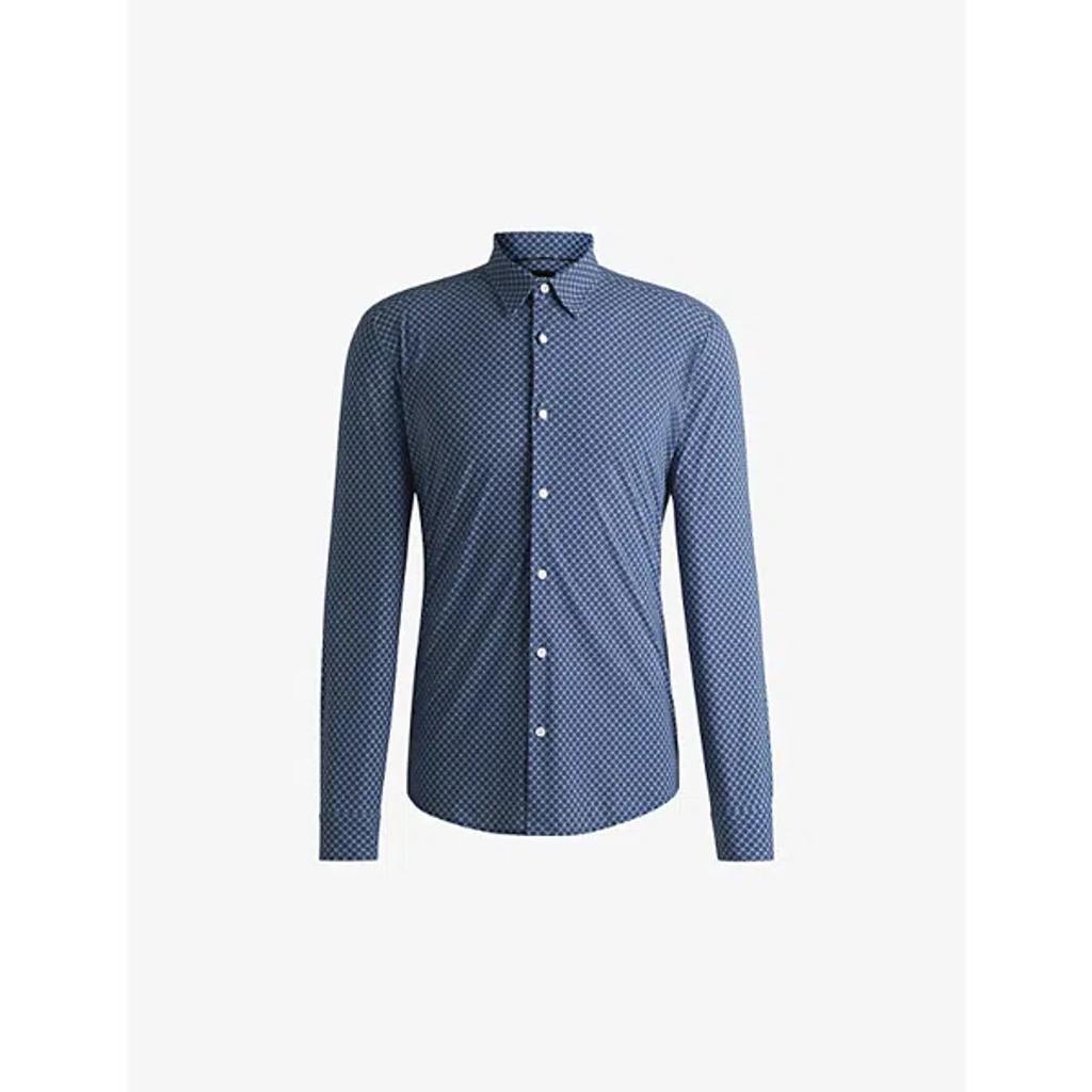 HUGO BOSS Slim-fit Shirt In Printed Performance-stretch Jersey In Light Blue Product Image