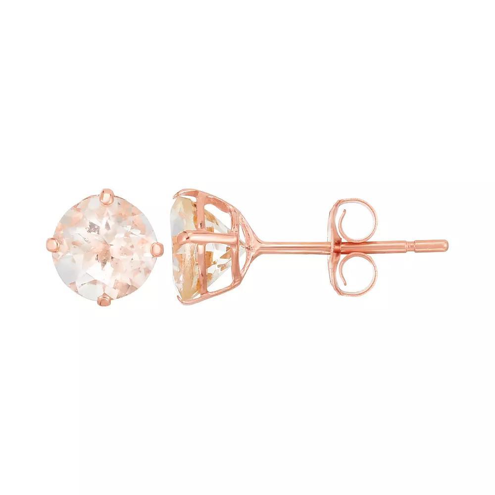 14k Rose Gold Morganite Stud Earrings, Women's, 14k Pink Product Image