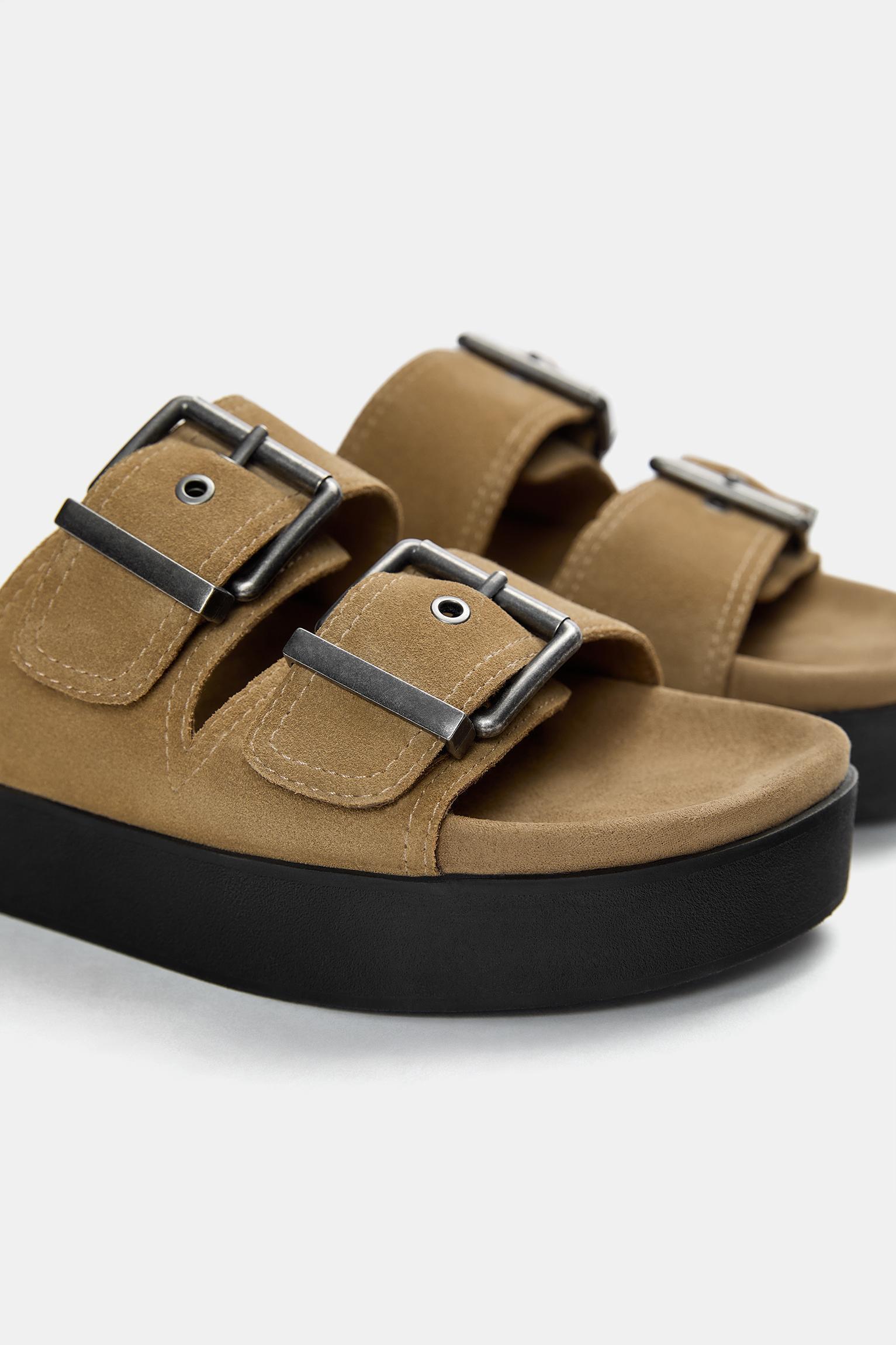 Chunky leather sandals with buckles Product Image