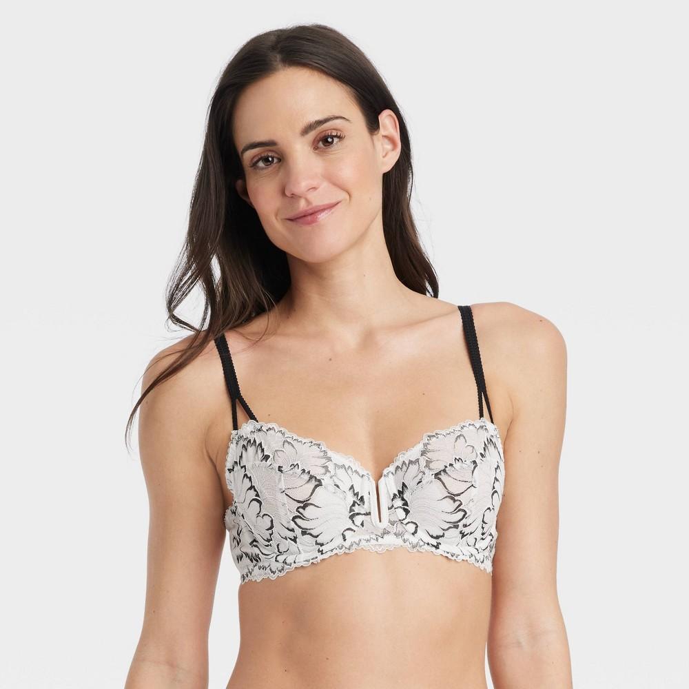 Womens Unlined Balconette Bra - Auden White/Black 34A Product Image