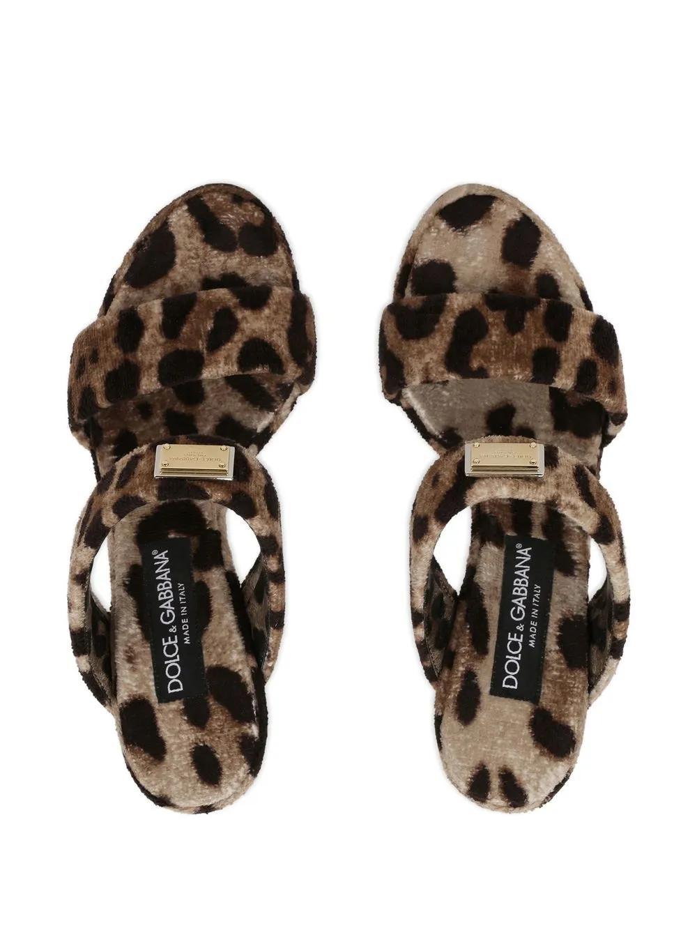 KIM DOLCE&GABBANA leopard-print slip-on sandals Product Image