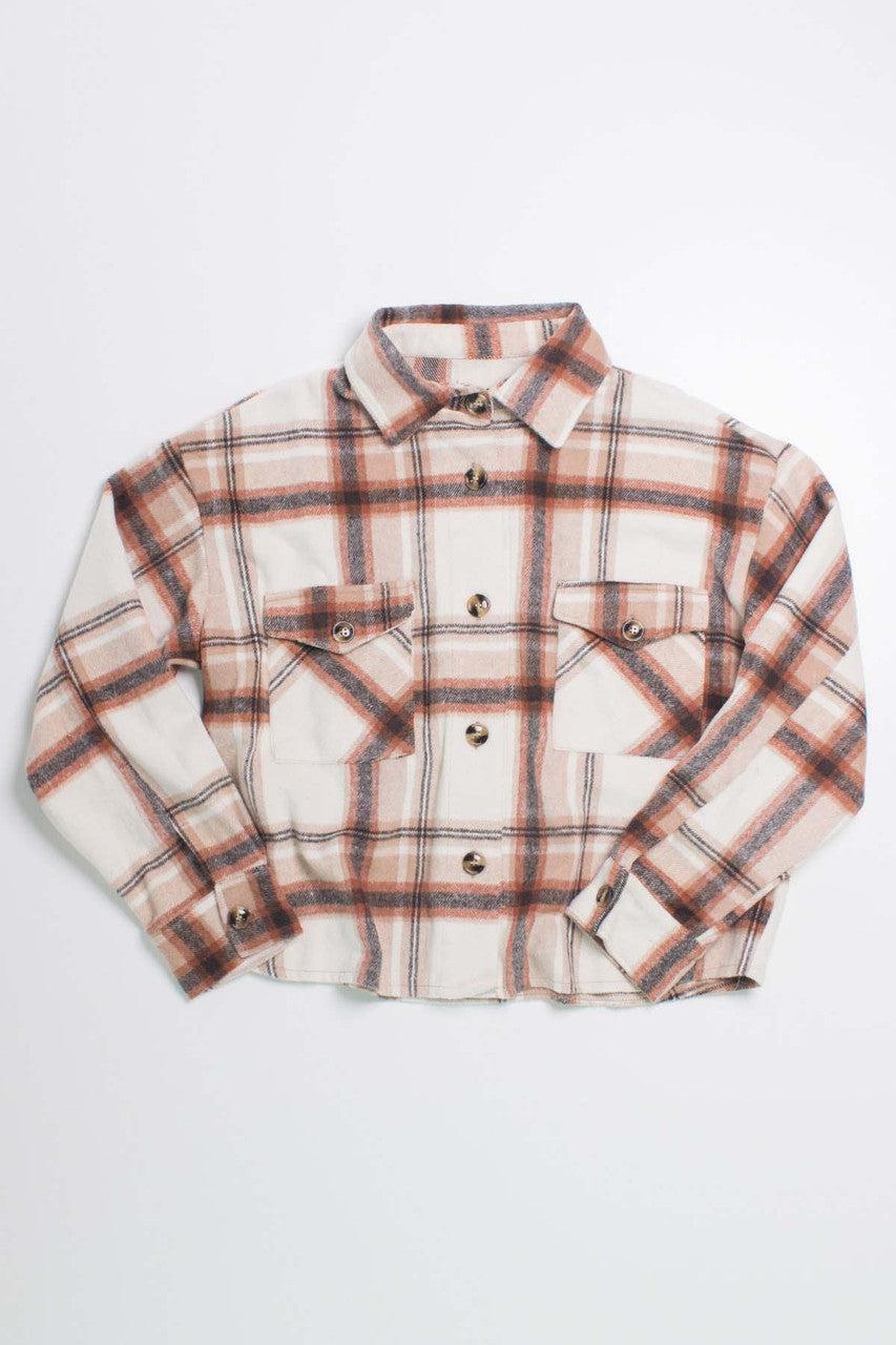Oversized Rust Brushed Plaid Jacket Product Image