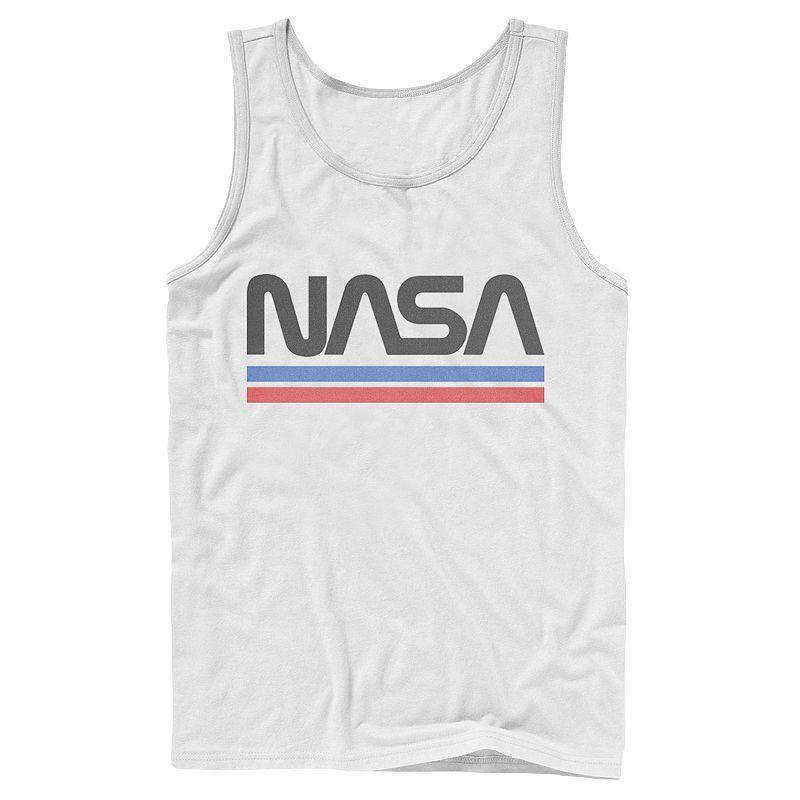 Mens NASA Red Blue Stripe Minimal Logo Vintage Graphic Tank Top Product Image