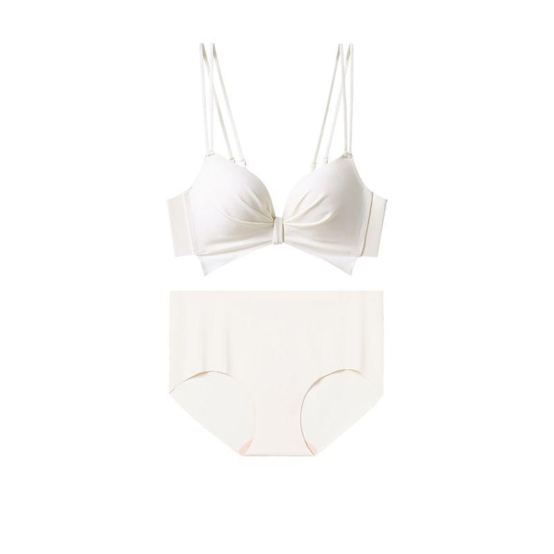 Plain Ruched Wireless Bra / Panty / Set Product Image