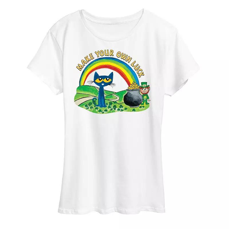 Womens Pete The Cat Pete Leprechaun Pot Of Gold Graphic Tee Grey Gray Product Image