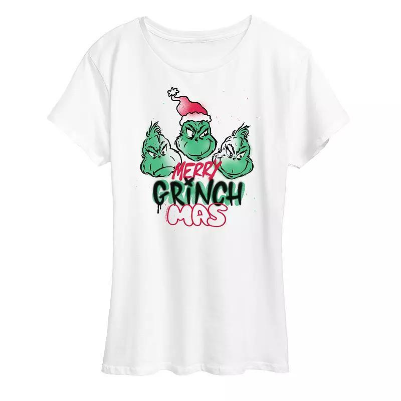 Women's Dr. Seuss The Grinch Merry Grinchmas Graphic Tee, Girl's, Size: Medium, Grey Gray Product Image