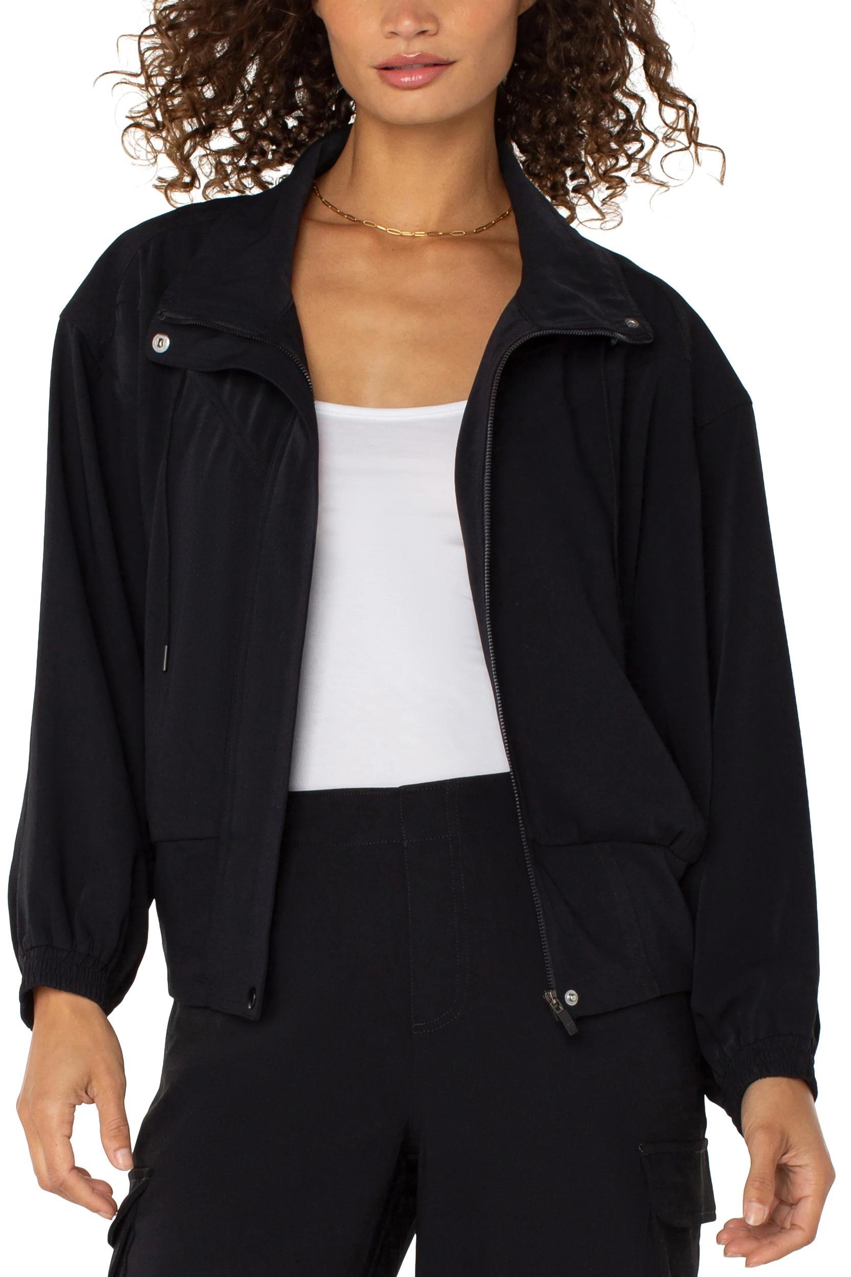 Zip Up Dolman Jacket- Black Product Image