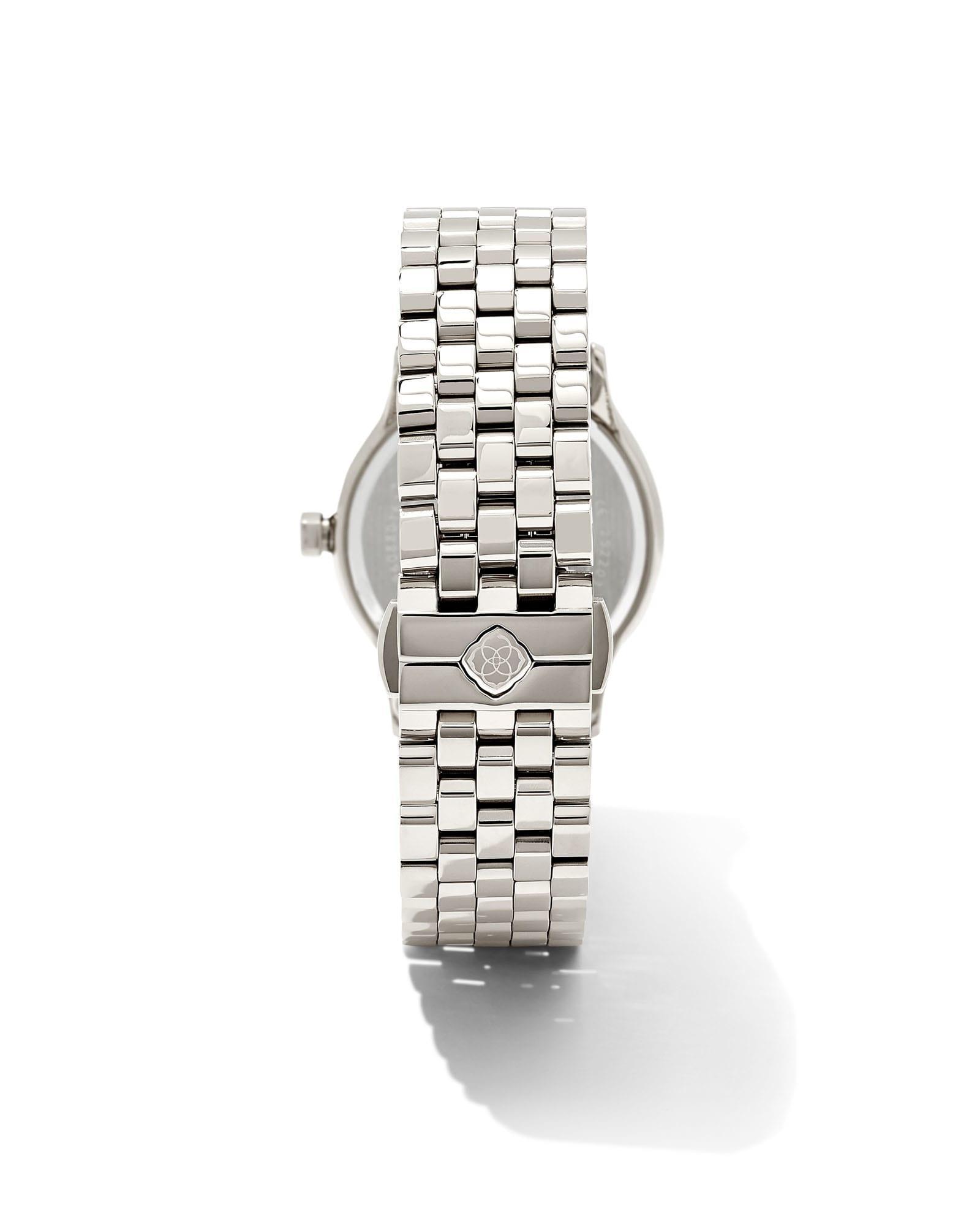 Alex Silver Stainless Steel 35mm Watch in Black Mother-of-Pearl Product Image