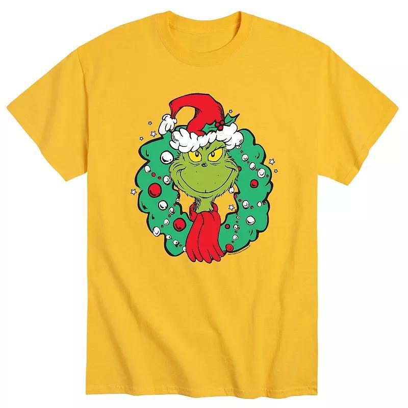 Men's Dr. Seuss The Grinch Wreath Tee, Size: XL, Athletic Grey Product Image