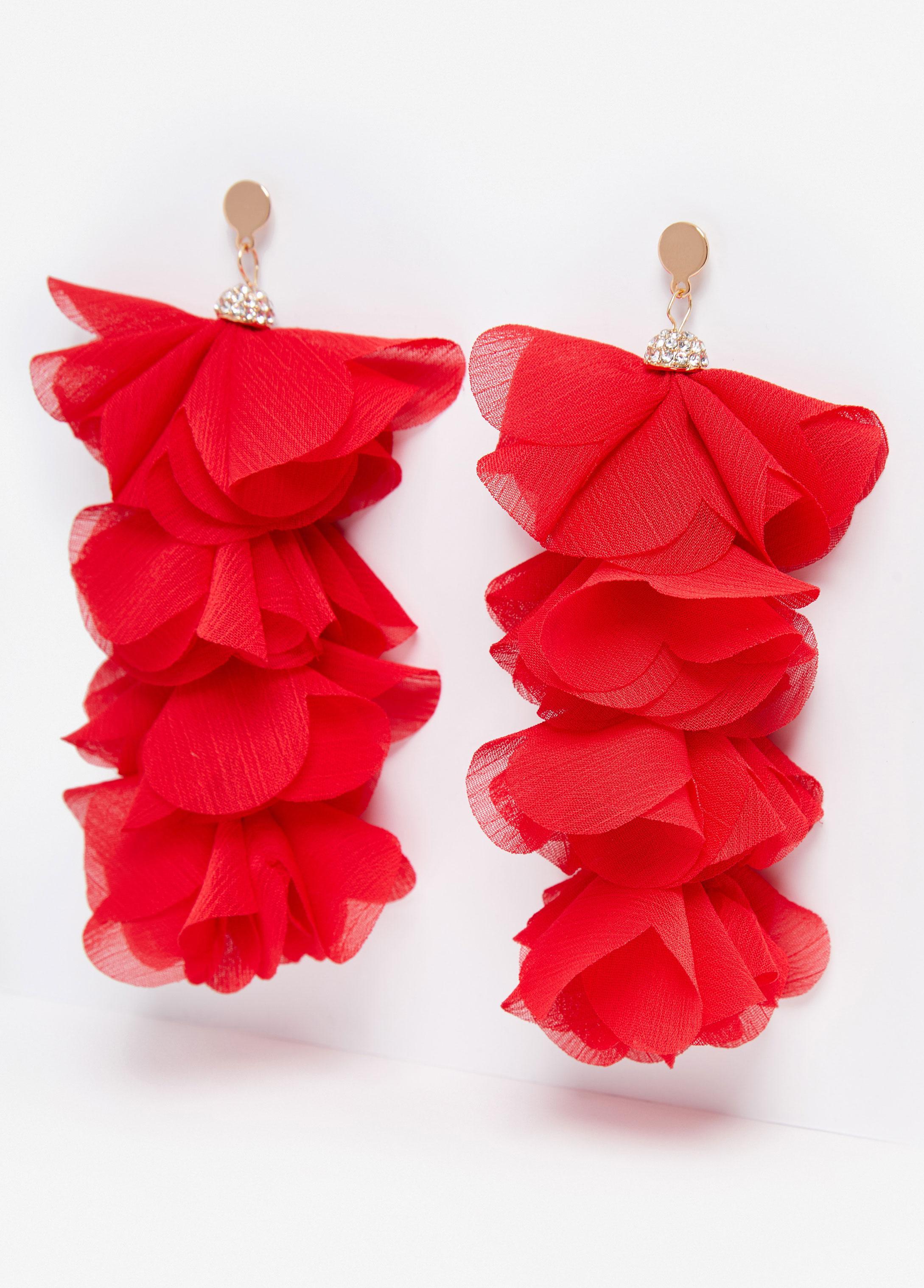 Crystal & Chiffon Petals Earrings Product Image